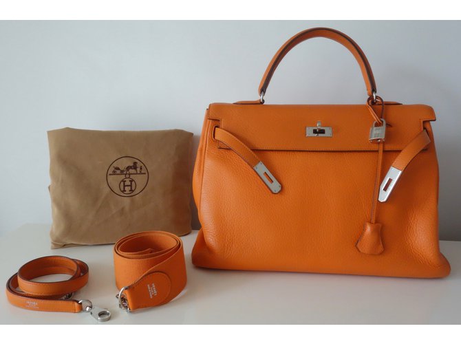 Herm S Sac Hermes Kelly Orange Cuir Ref Joli Closet