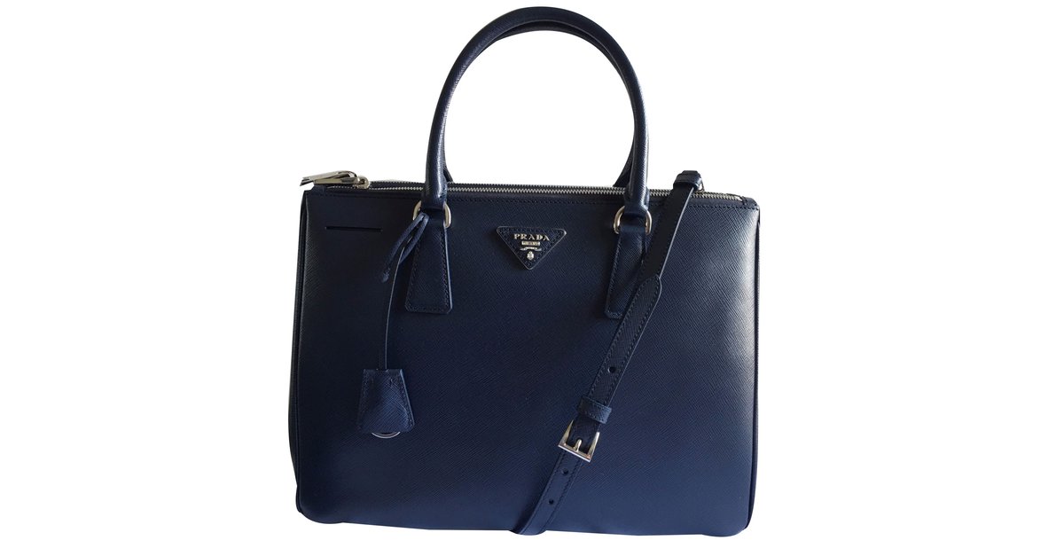 Prada Saffiano Galleria 1ba274 Cuir Bleu Ref 20457 Joli Closet