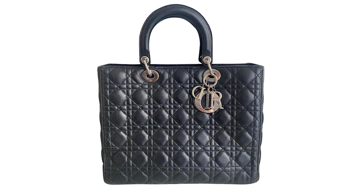 Christian Dior Lady Dior Cuir Noir Ref Joli Closet