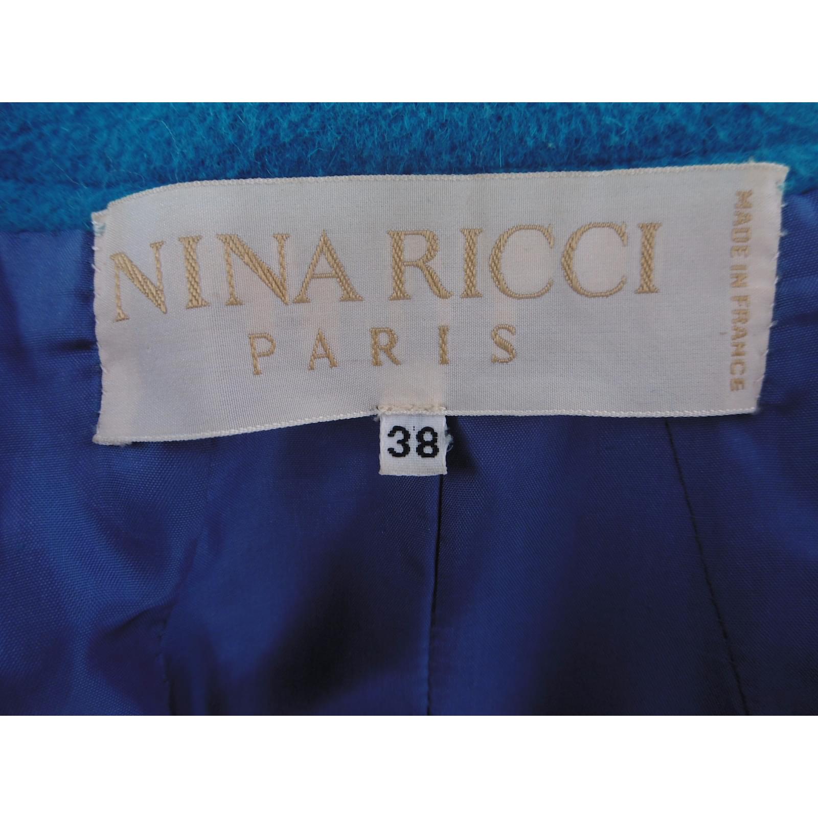 Nina Ricci Angora Wool Coat Blue Ref 50958 Joli Closet