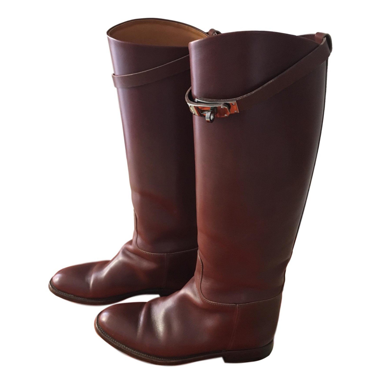 Kelly Herm S Jumping Boots Caramel Leather Ref Joli Closet