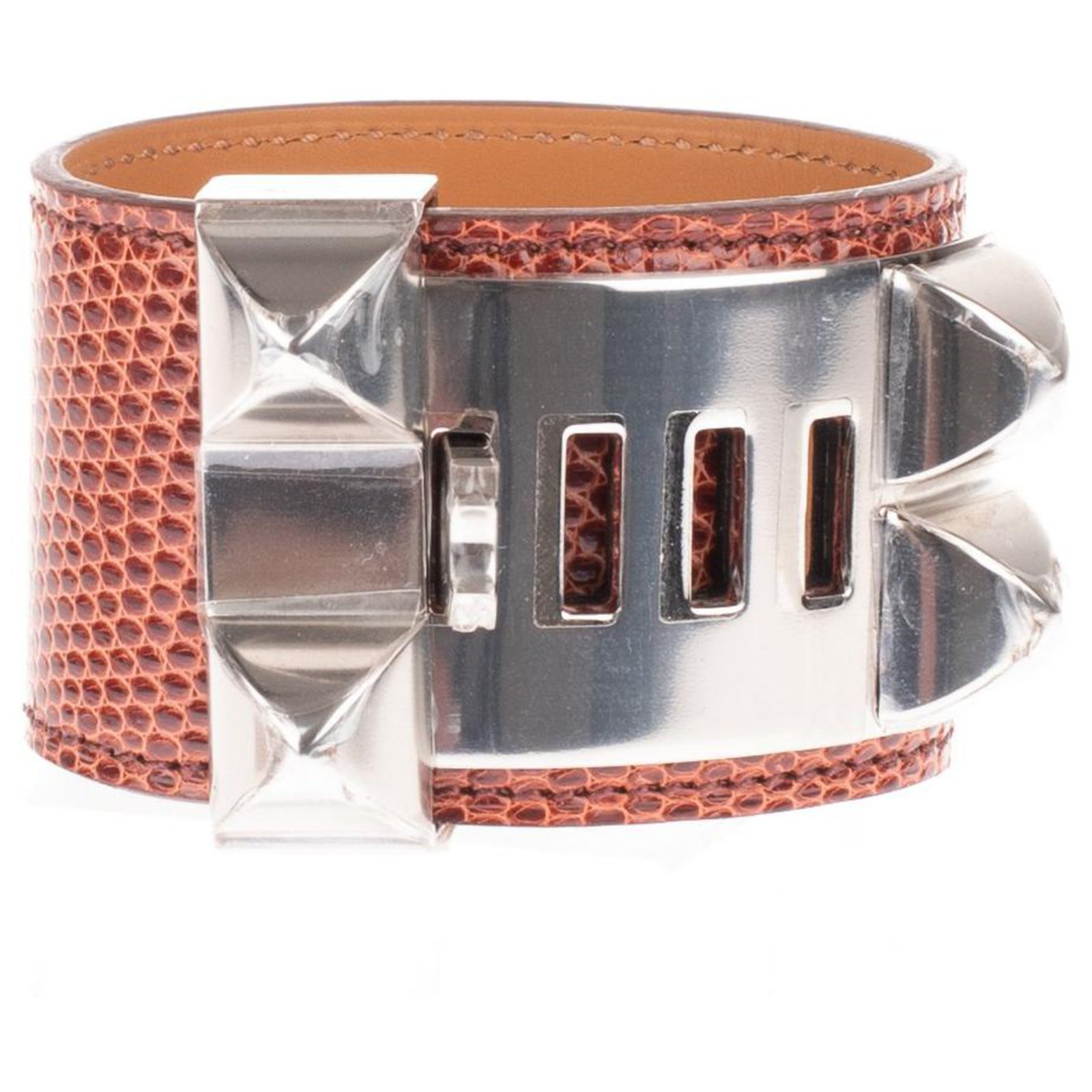 Bracelet Herm S Collier De Chien En Cuir De L Zard Couleur Cognac