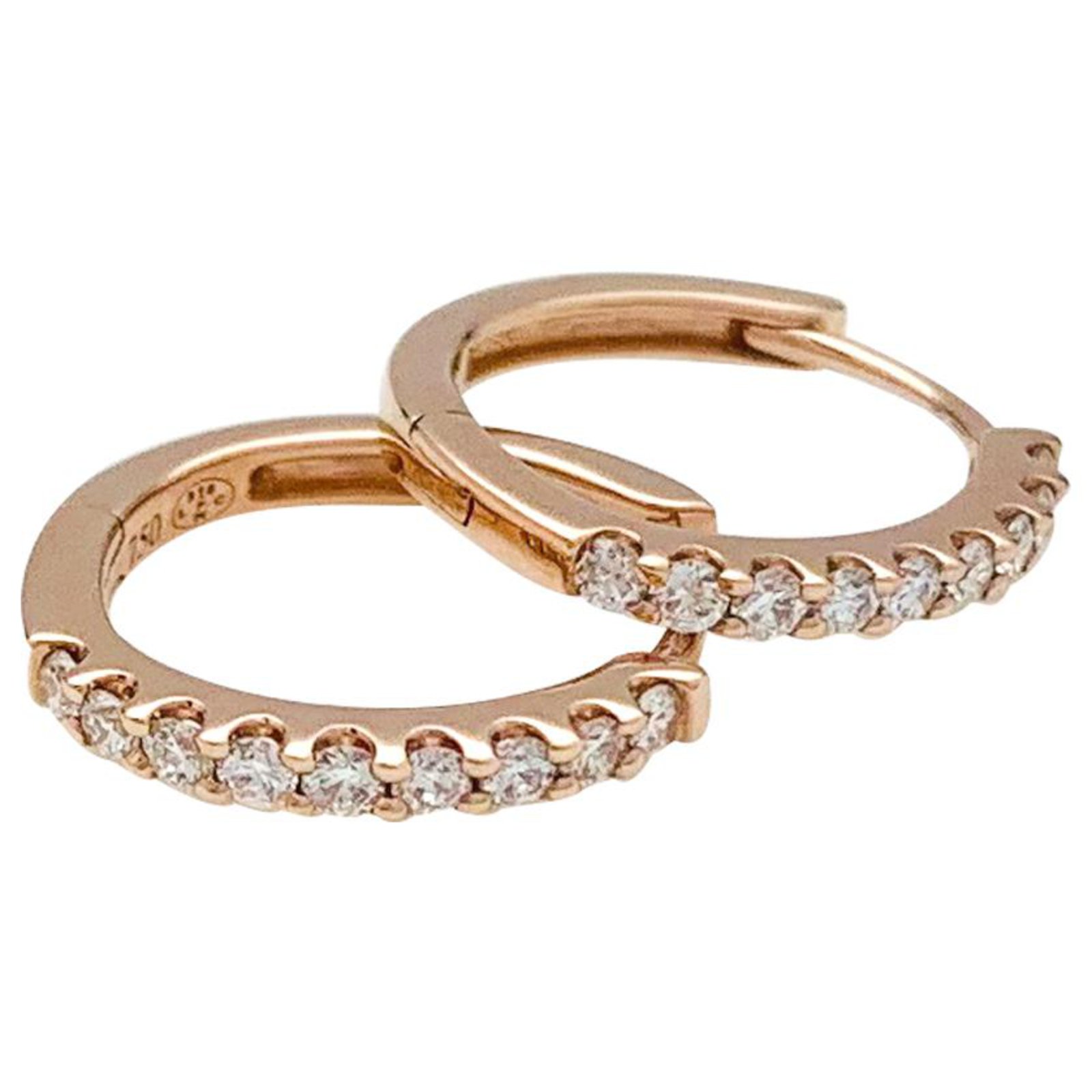 Inconnue Pair Of Small Creoles In Pink Gold Diamants Ref