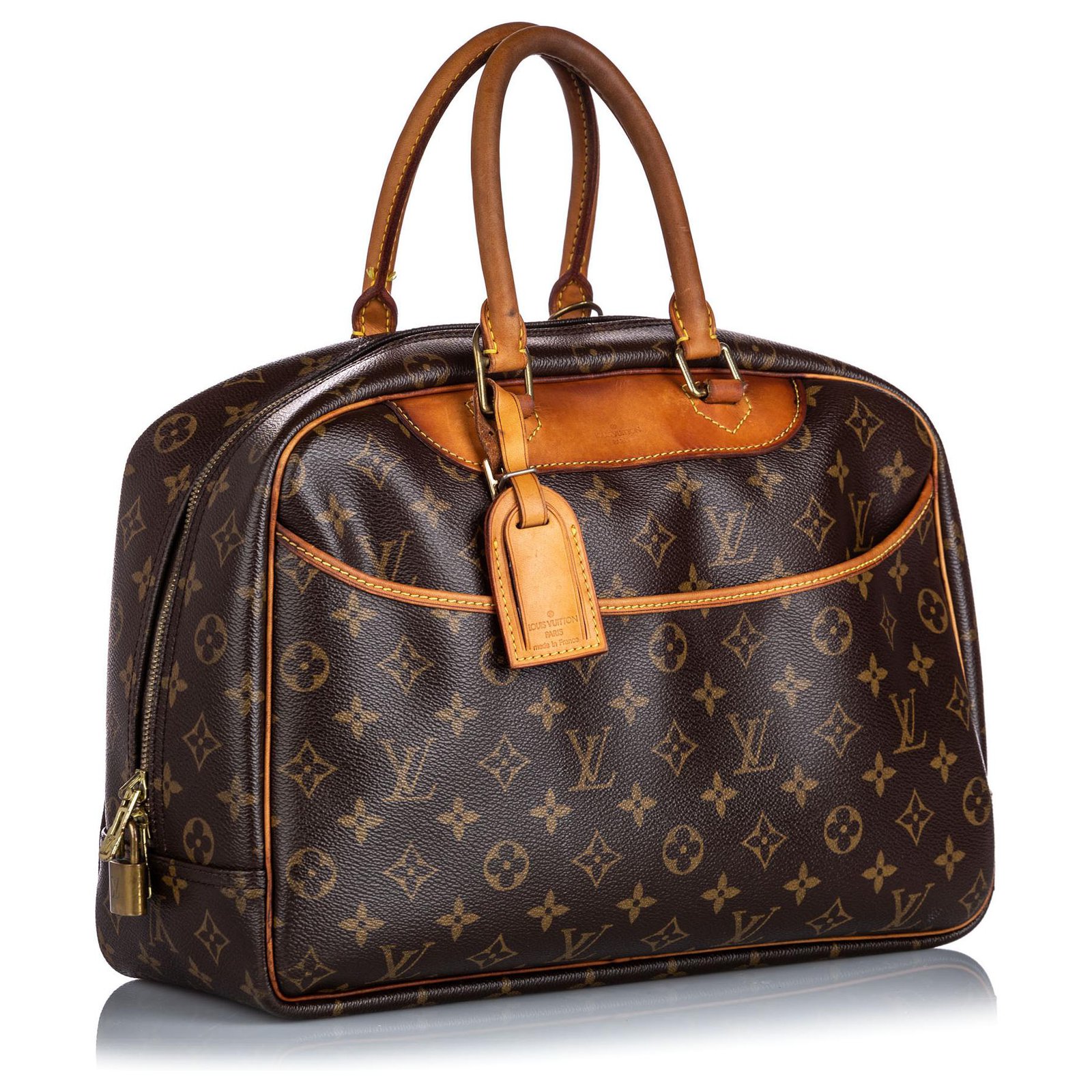 Louis Vuitton Monogramme Marron Deauville Cuir Toile Ref 168537 Joli