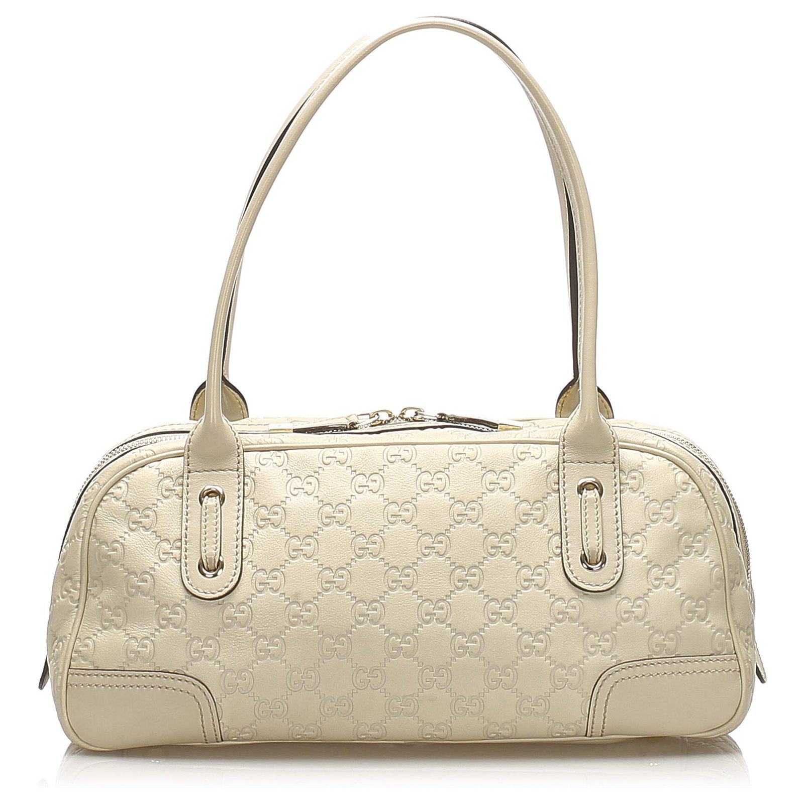 Gucci White Guccissima Princy Shoulder Bag Leather Pony Style Calfskin