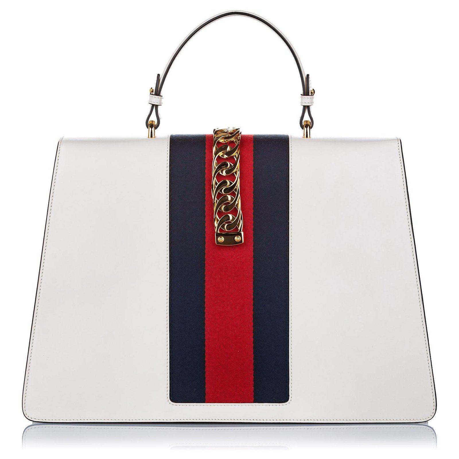 Gucci Maxi cartable en cuir blanc Sylvie Veau façon poulain Multicolore