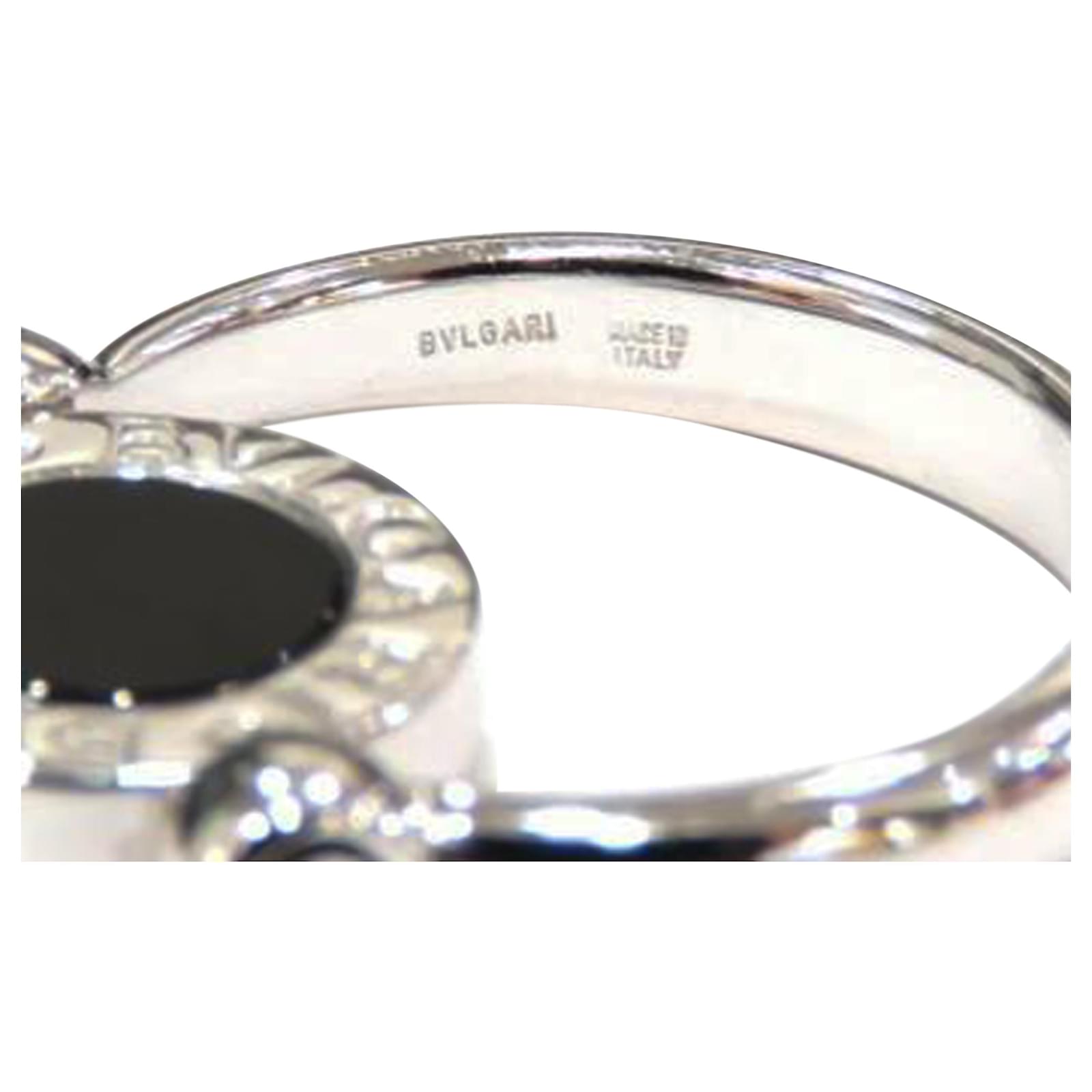 Bulgari Bvlgari Argent Onyx Lapis 18k Bague Flip Disc en or blanc Métal