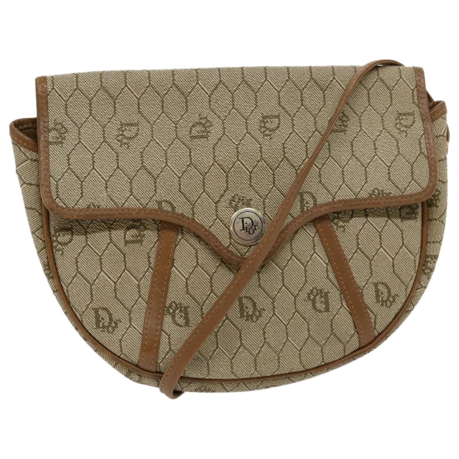 Christian Dior Honeycomb Sac Bandouli Re En Cuir Pvc Beige Auth Cl