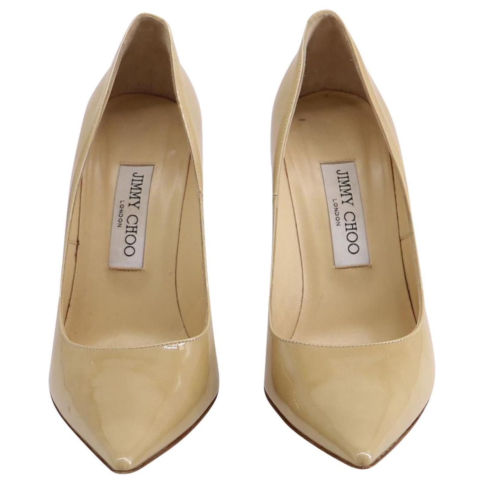 Jimmy Choo Abel Pointed High Heels In Nude Patent Leather Flesh Ref