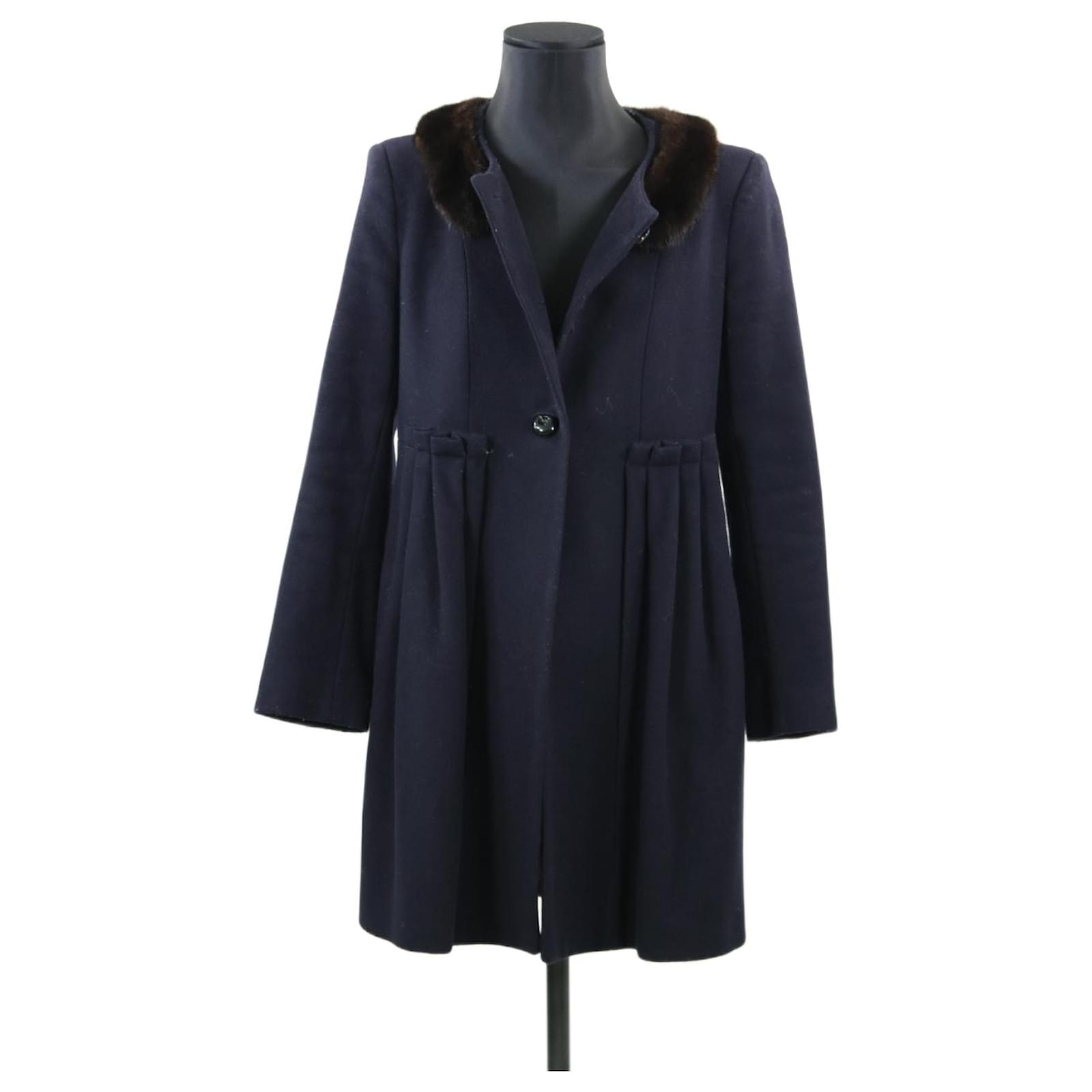 Manteau Tara Jarmon Laine Bleu Ref Joli Closet