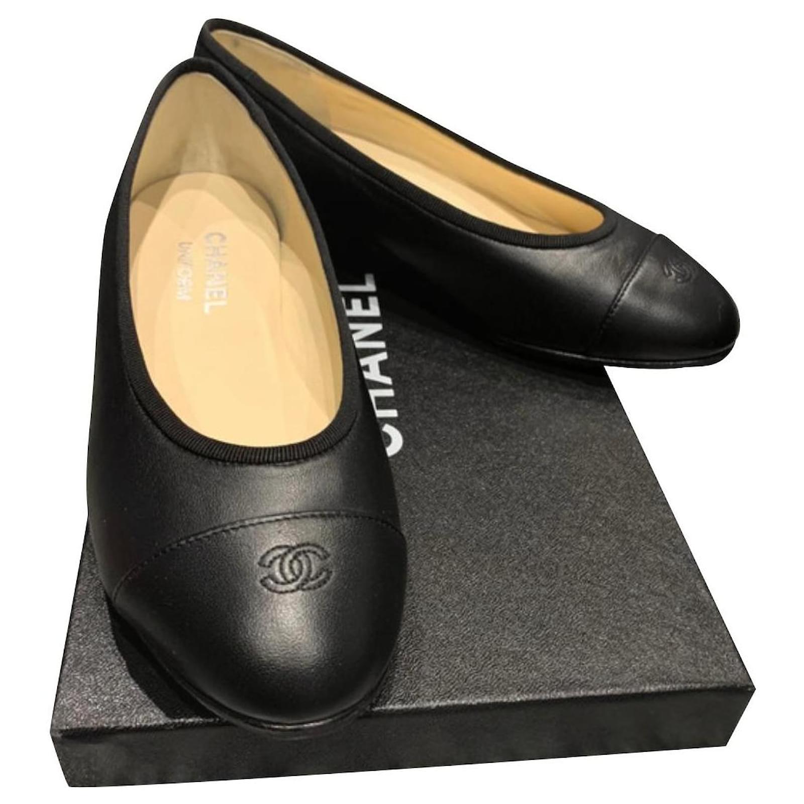 Chanel Ballet Flats Black Leather Ref Joli Closet