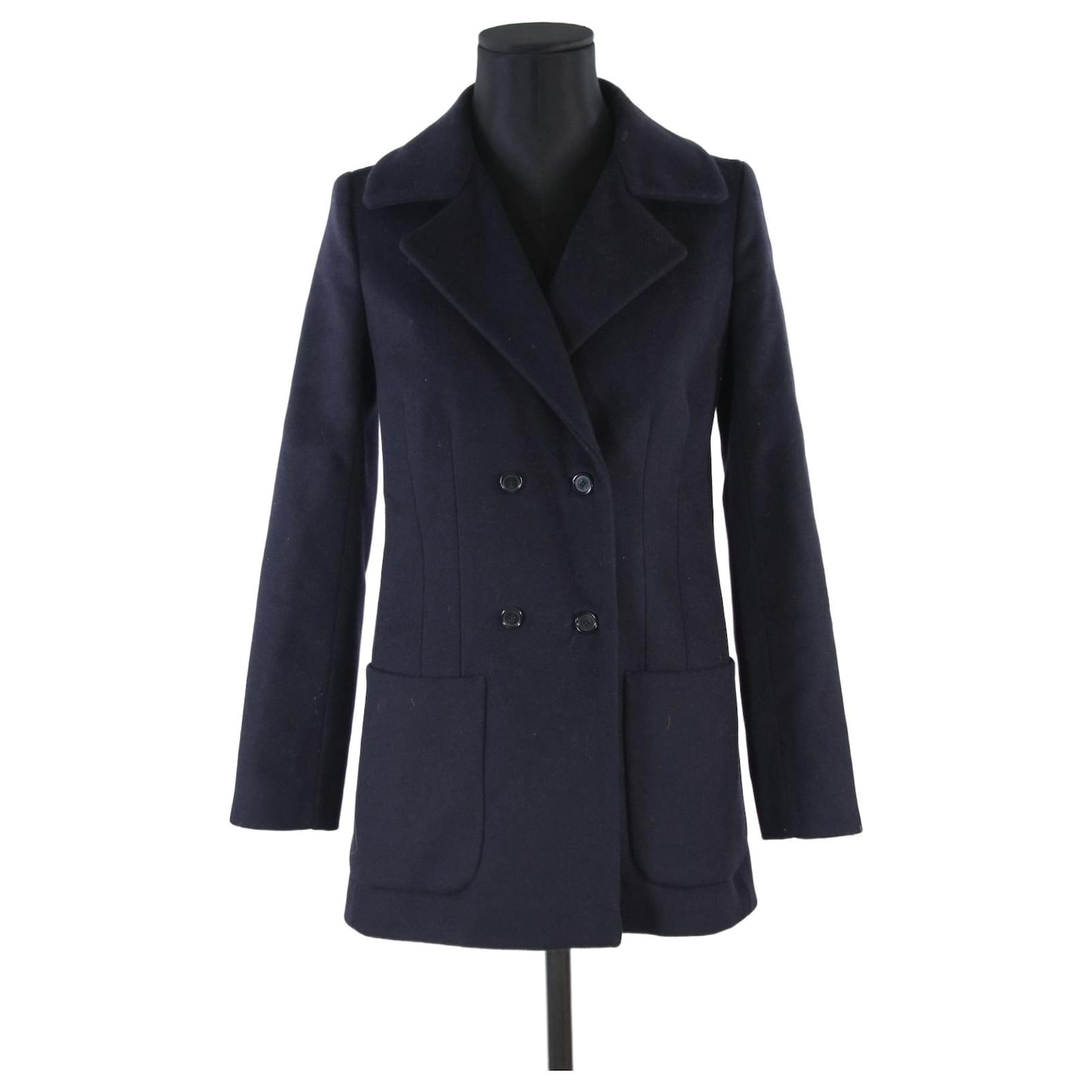 Manteau Tara Jarmon Laine Bleu Ref Joli Closet