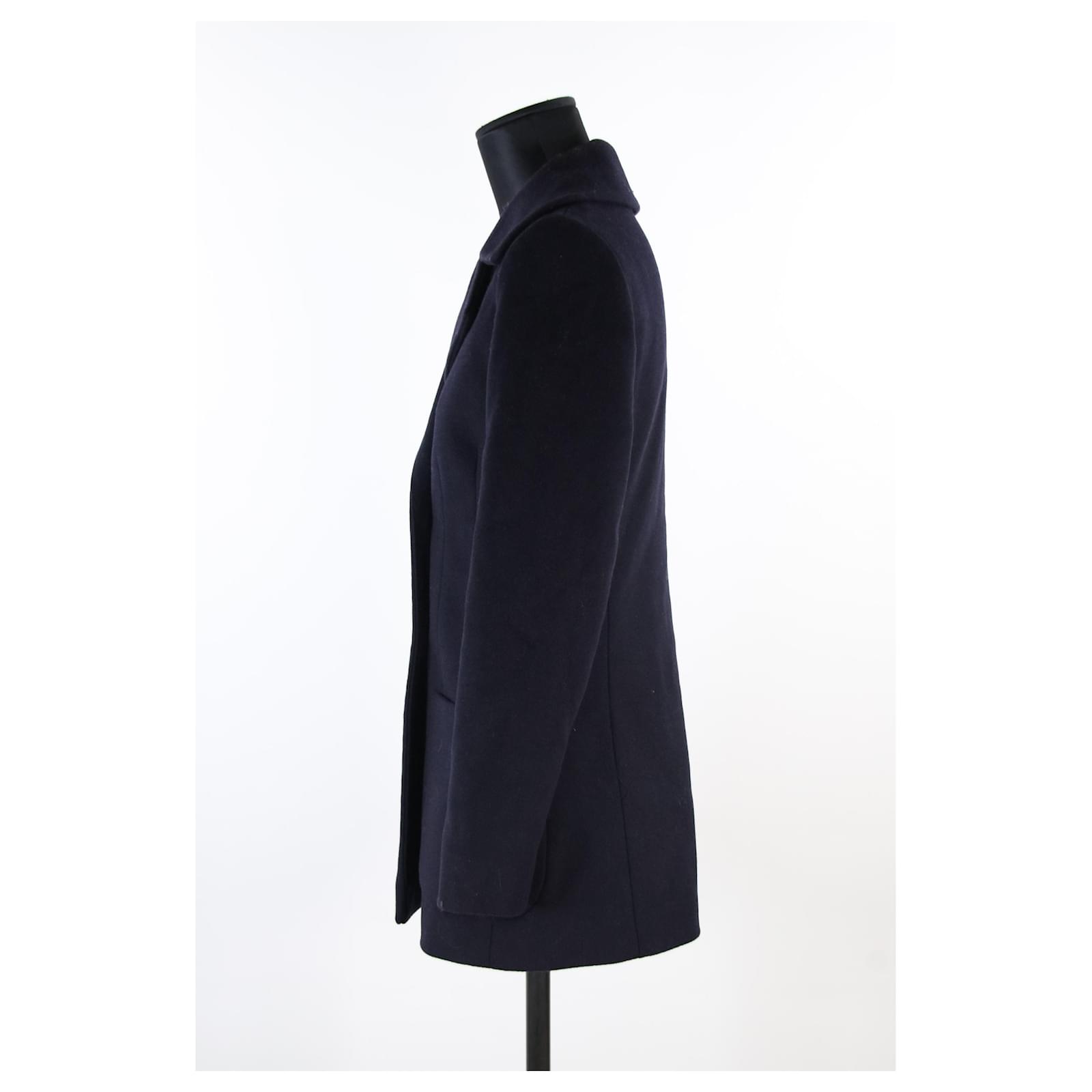 Manteau Tara Jarmon 36 Laine Bleu Ref 707702 Joli Closet