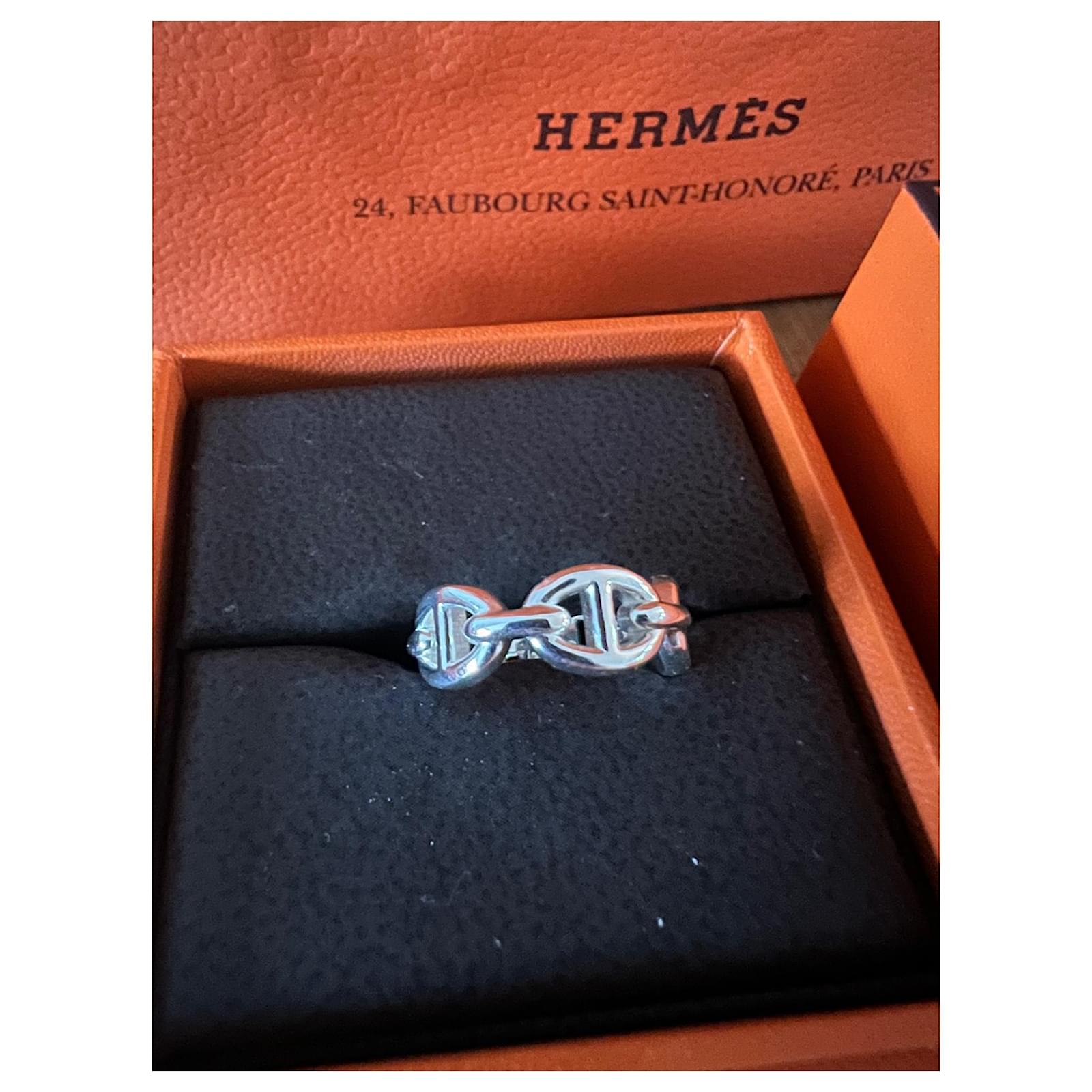 Bague Herm S Chaine D Ancre Plaqu Argent Argent Ref Joli Closet