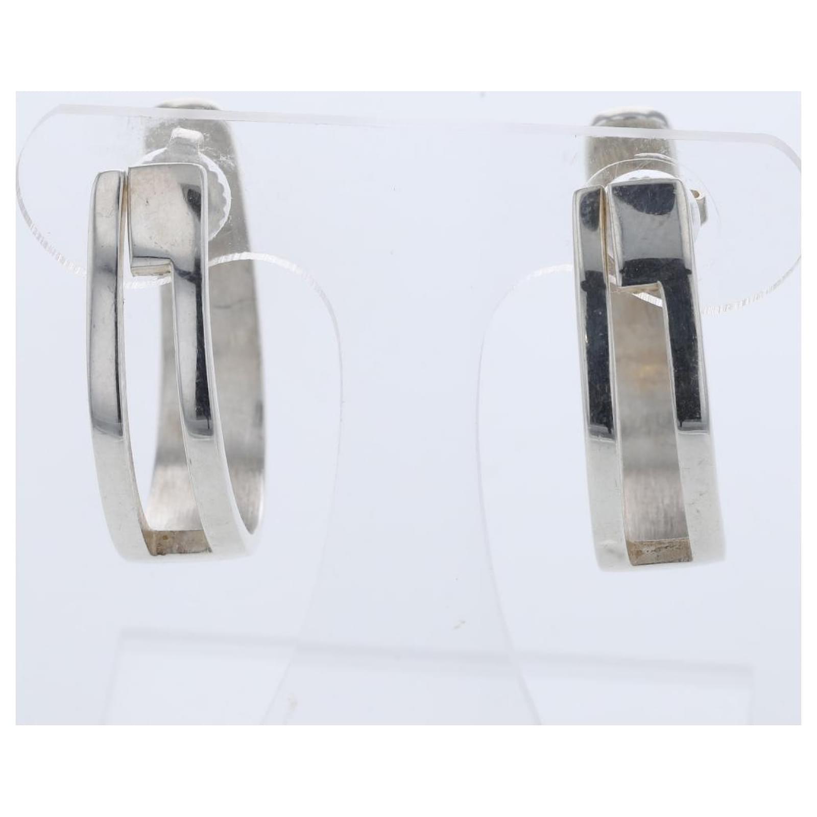 Gucci Boucles d oreilles créoles en argent G Argenté ref 766056 Joli