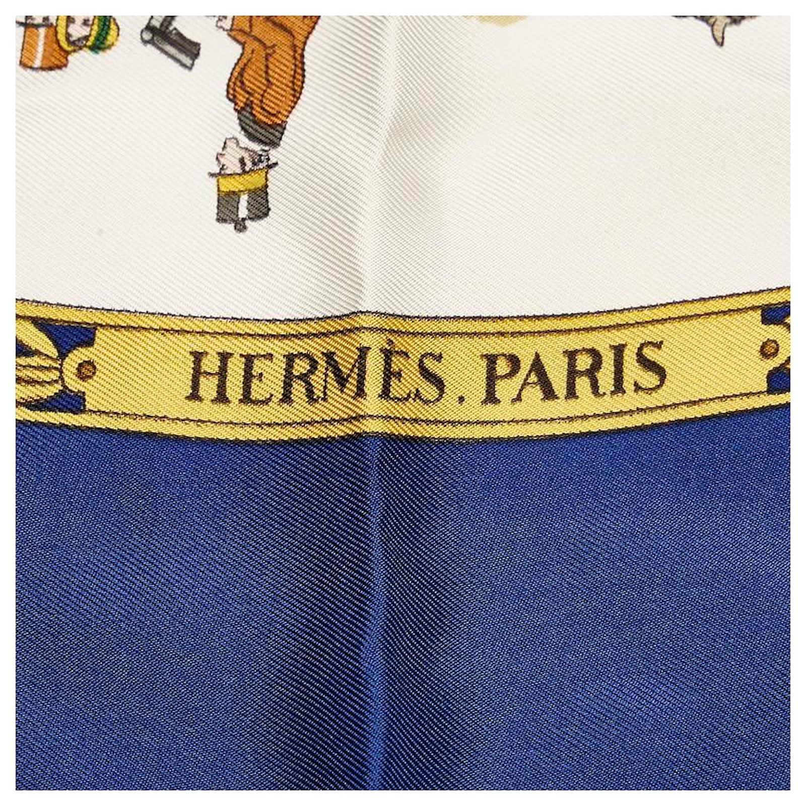 Herm S Carr La Promenade De Longchamps Foulard En Soie Bleu Ref