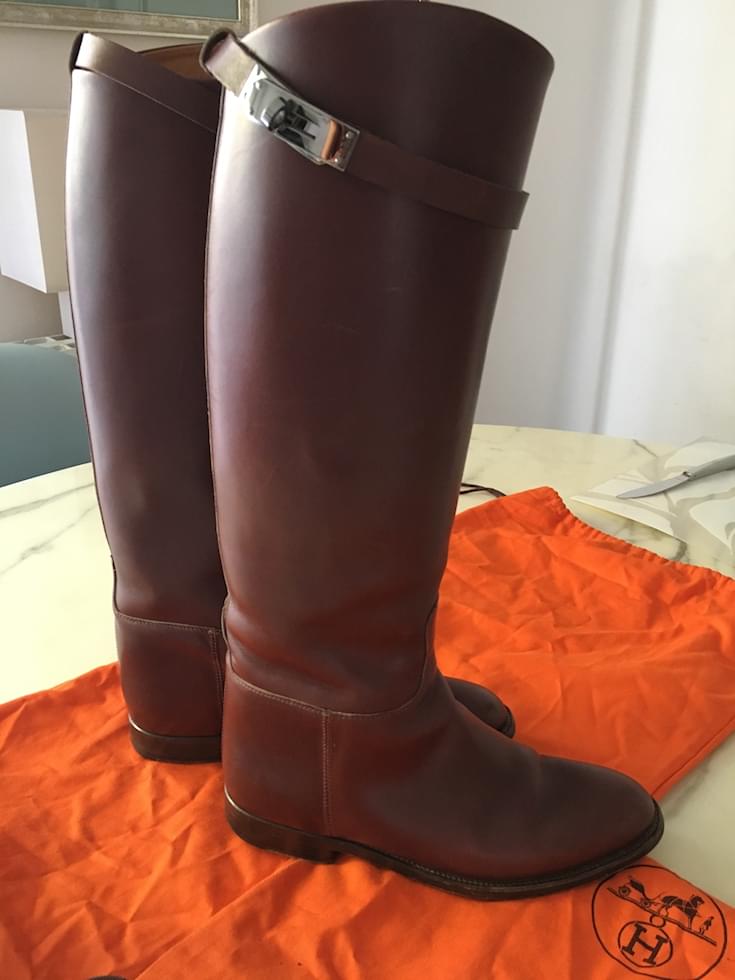 Kelly Herm S Jumping Boots Caramel Leather Ref Joli Closet