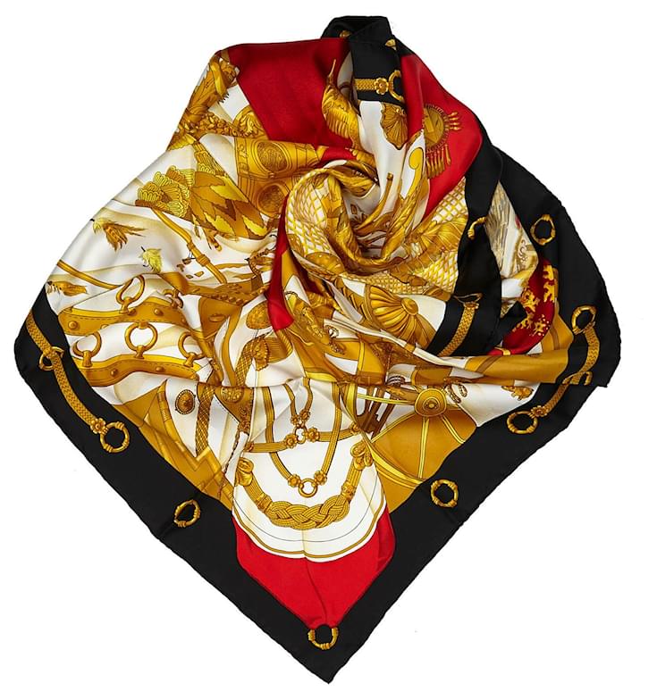 Herm S Hermes White Soleil De Soie Silk Scarf Multiple Colors Cloth Ref