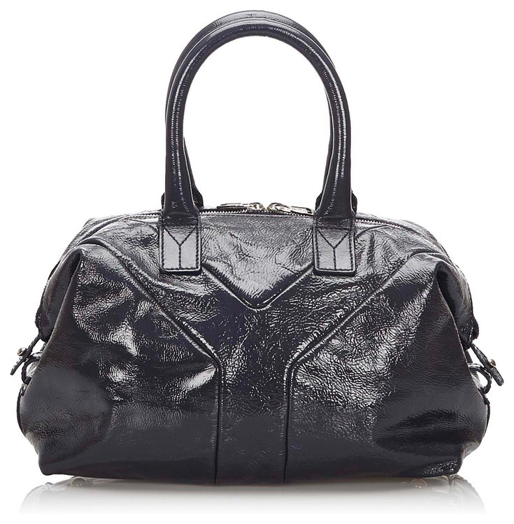 Yves Saint Laurent Sac à main Easy en cuir verni noir YSL Cuir vernis