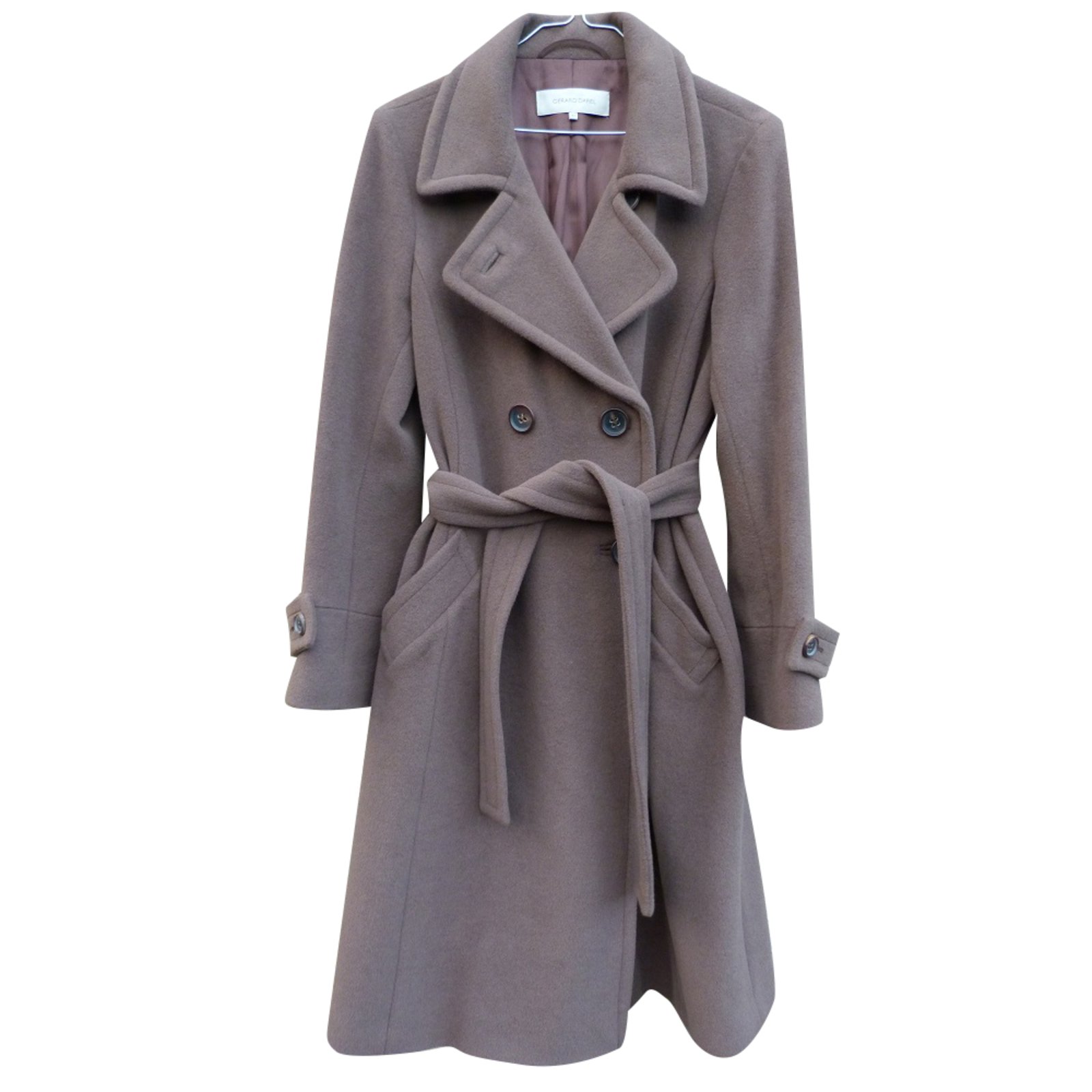 Gerard Darel Coats Outerwear Khaki Light Brown Wool Angora Ref