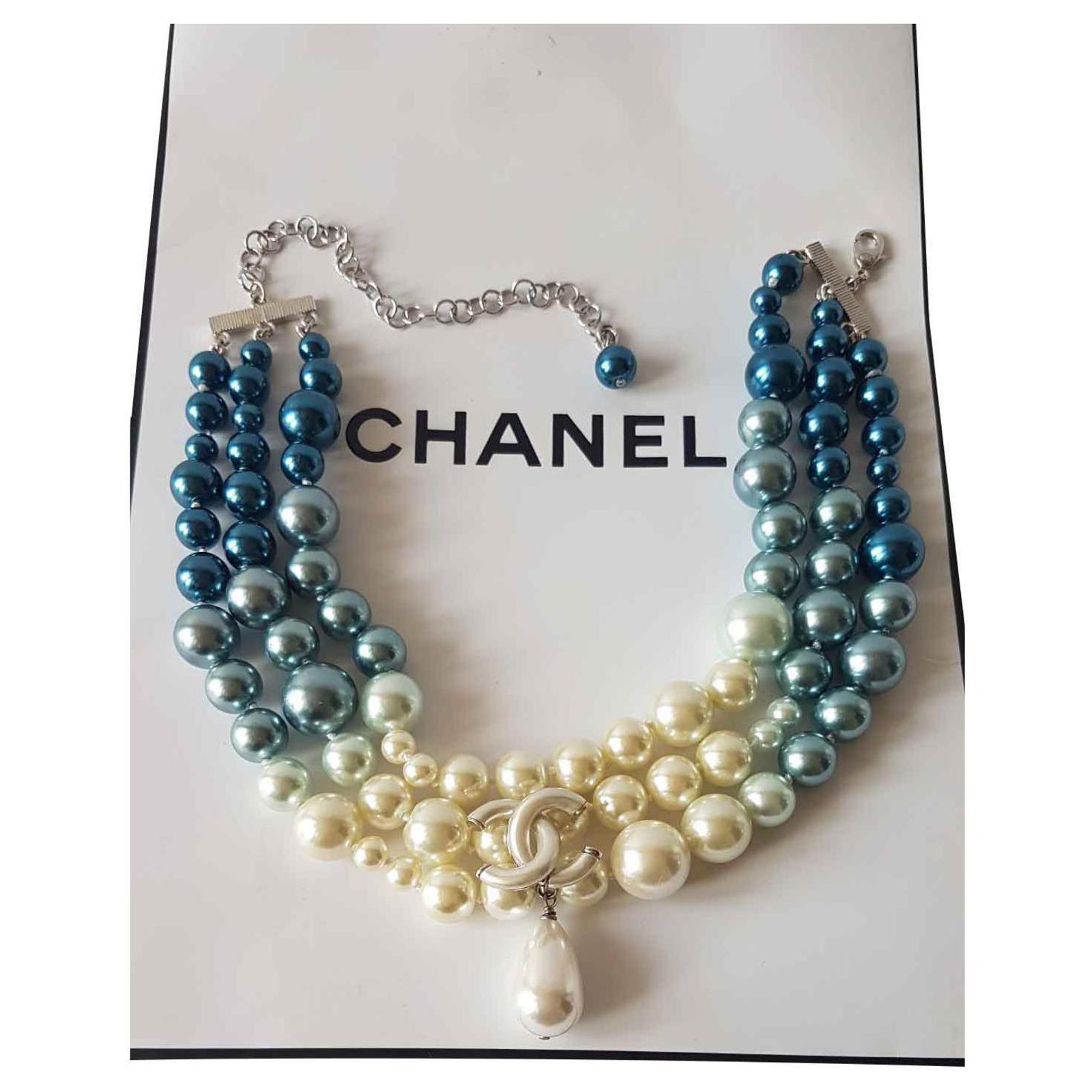 Chanel Colliers Perle Blanc Bleu Ref Joli Closet