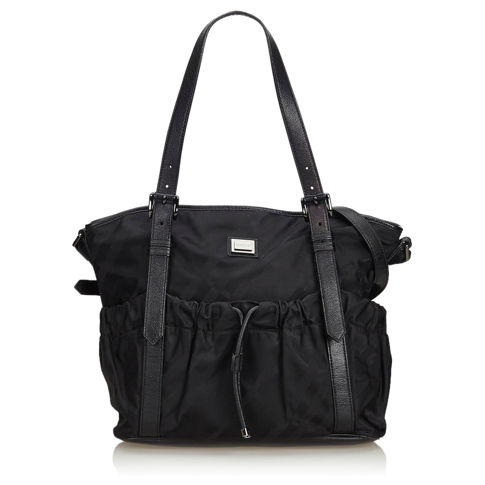 Sac Main Burberry En Nylon Noir Cuir Tissu Ref Joli Closet