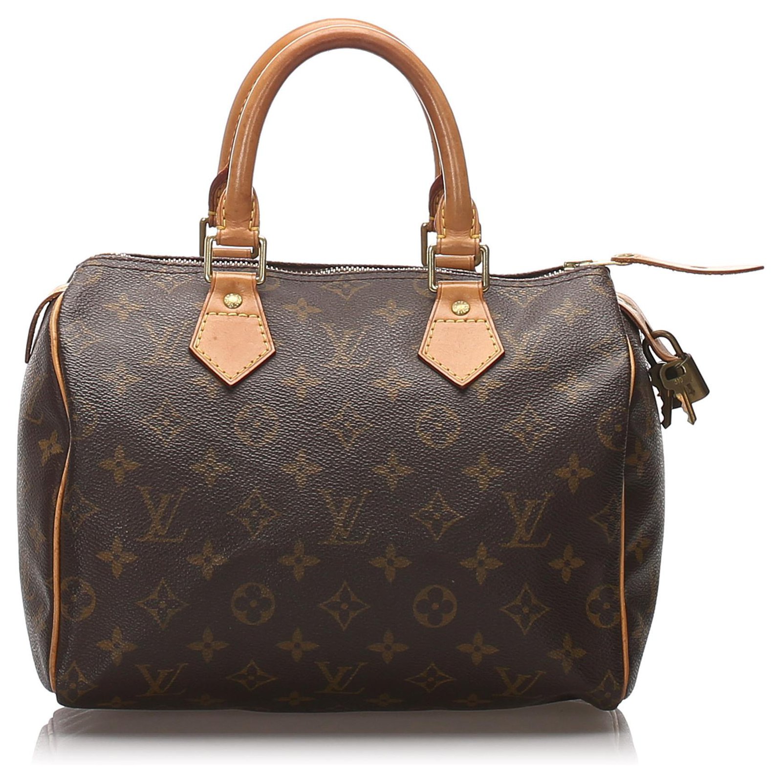 Speedy Louis Vuitton Brown Monogramm Schnell Braun Leder Leinwand