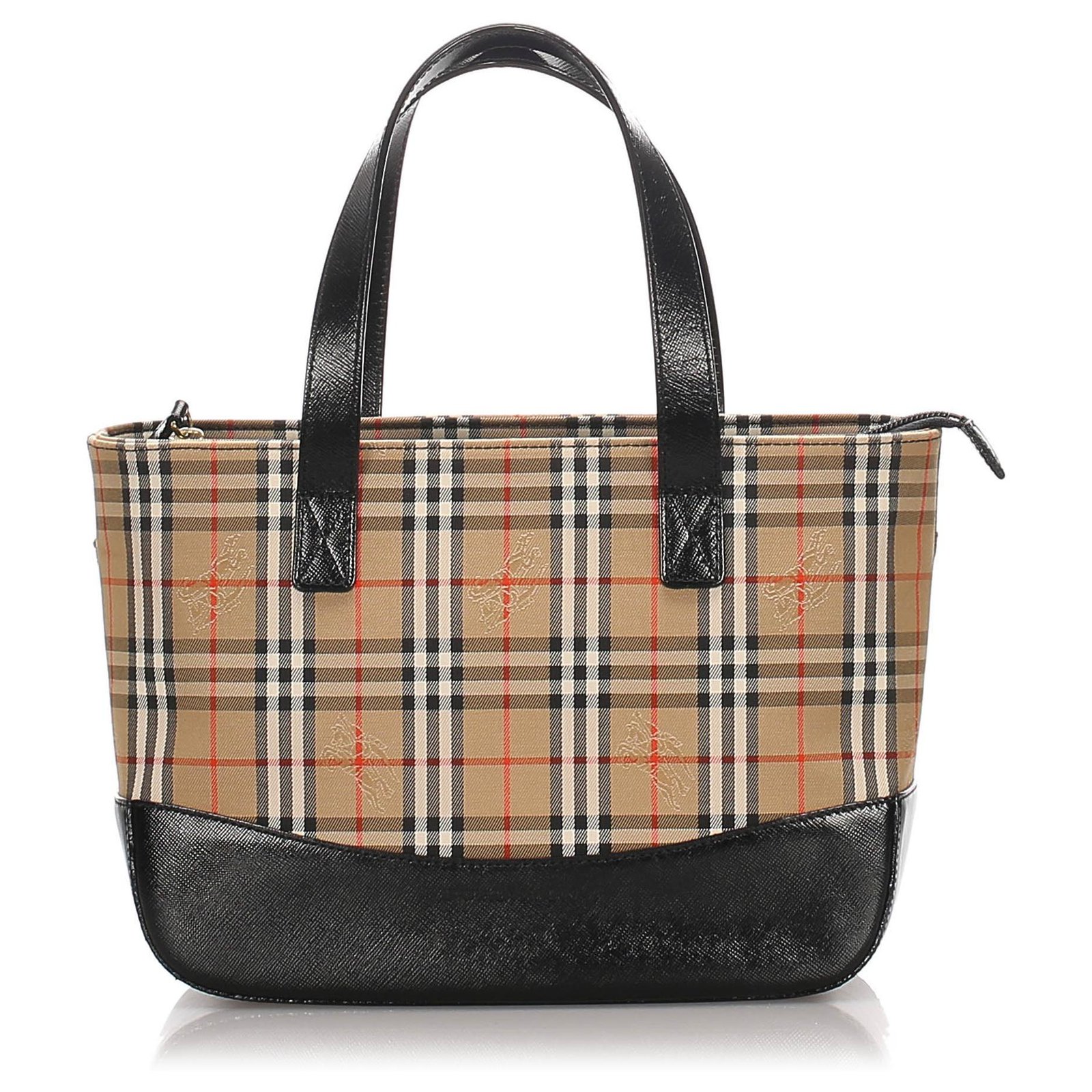 Burberry Sac cabas en toile à carreaux Haymarket Cuir Veau façon