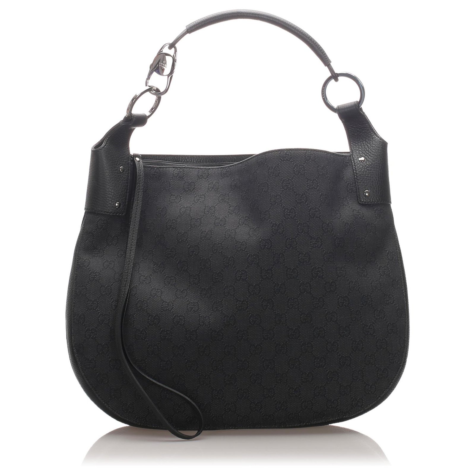 Gucci Black Gg Sac En Bandouli Re Cuir Toile Veau Fa On Poulain Tissu