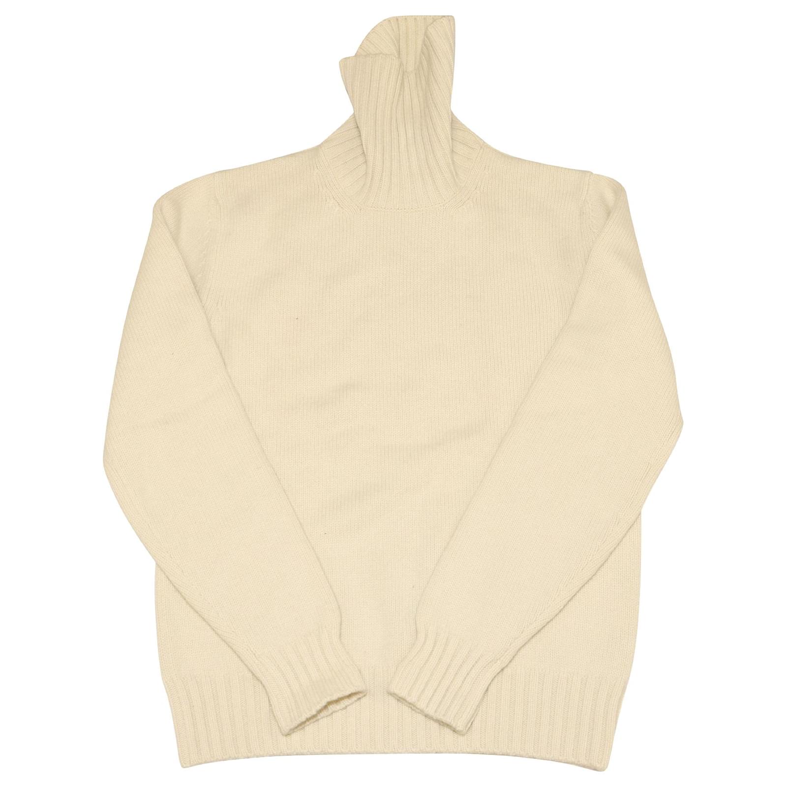 Loro Piana Pull Col Roulé Loro Liana en Cachemire Beige Laine ref