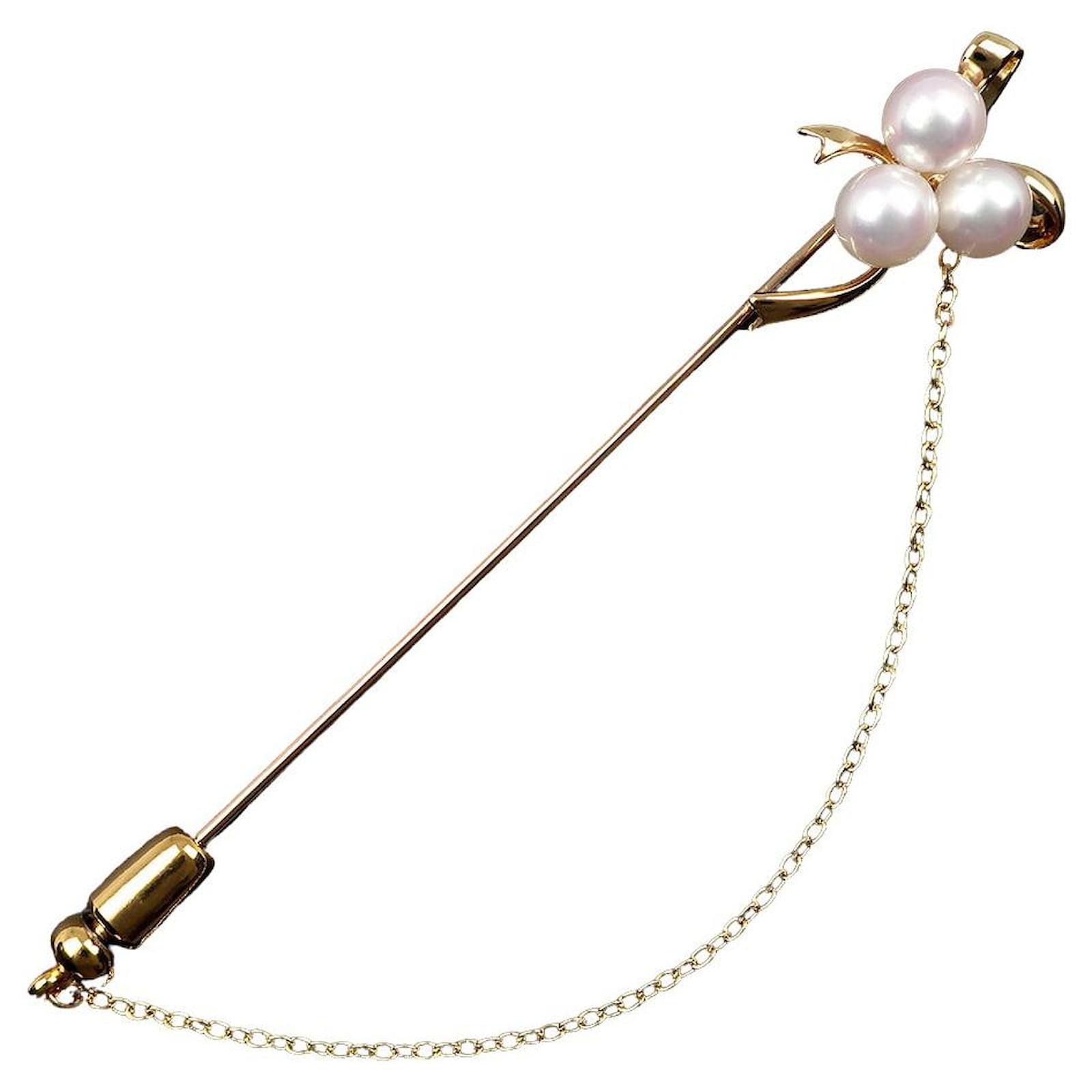 Broche Mikimoto Or Jaune Dor Ref Joli Closet