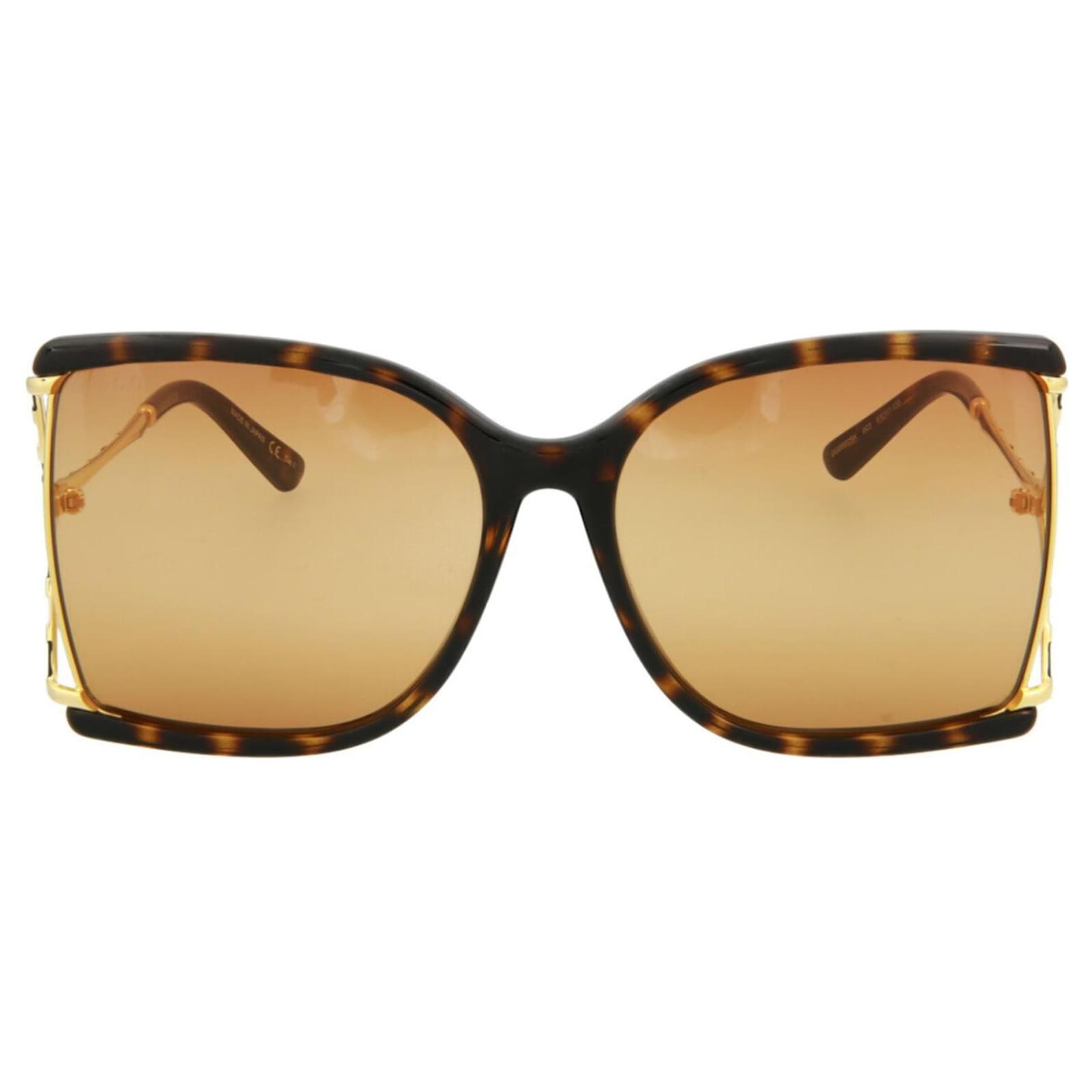 Gucci Lunettes de soleil à injection à monture carrée Marron ref 547985