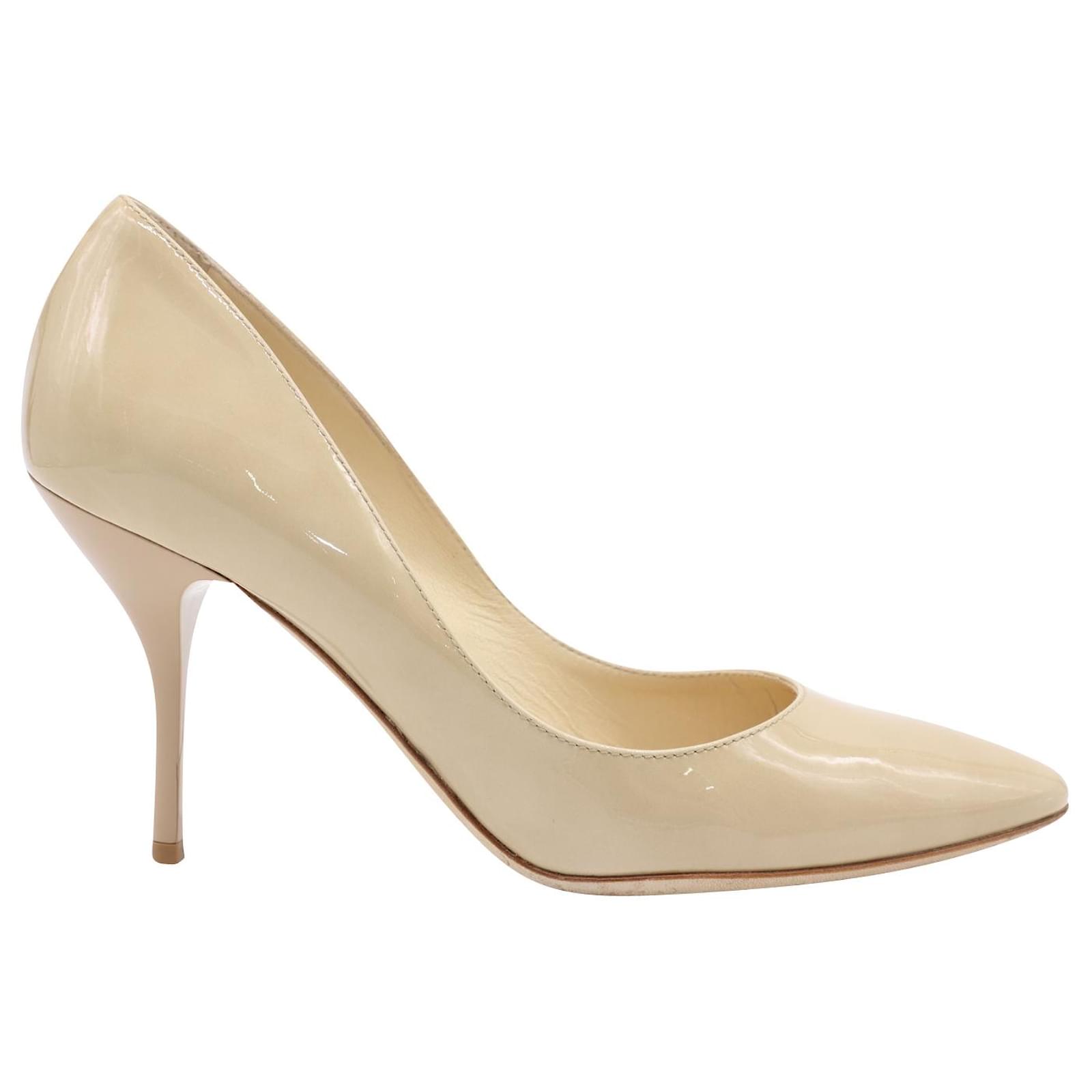 Jimmy Choo Romy 85 Pumps In Nude Patent Leather Flesh Ref 565212 Joli