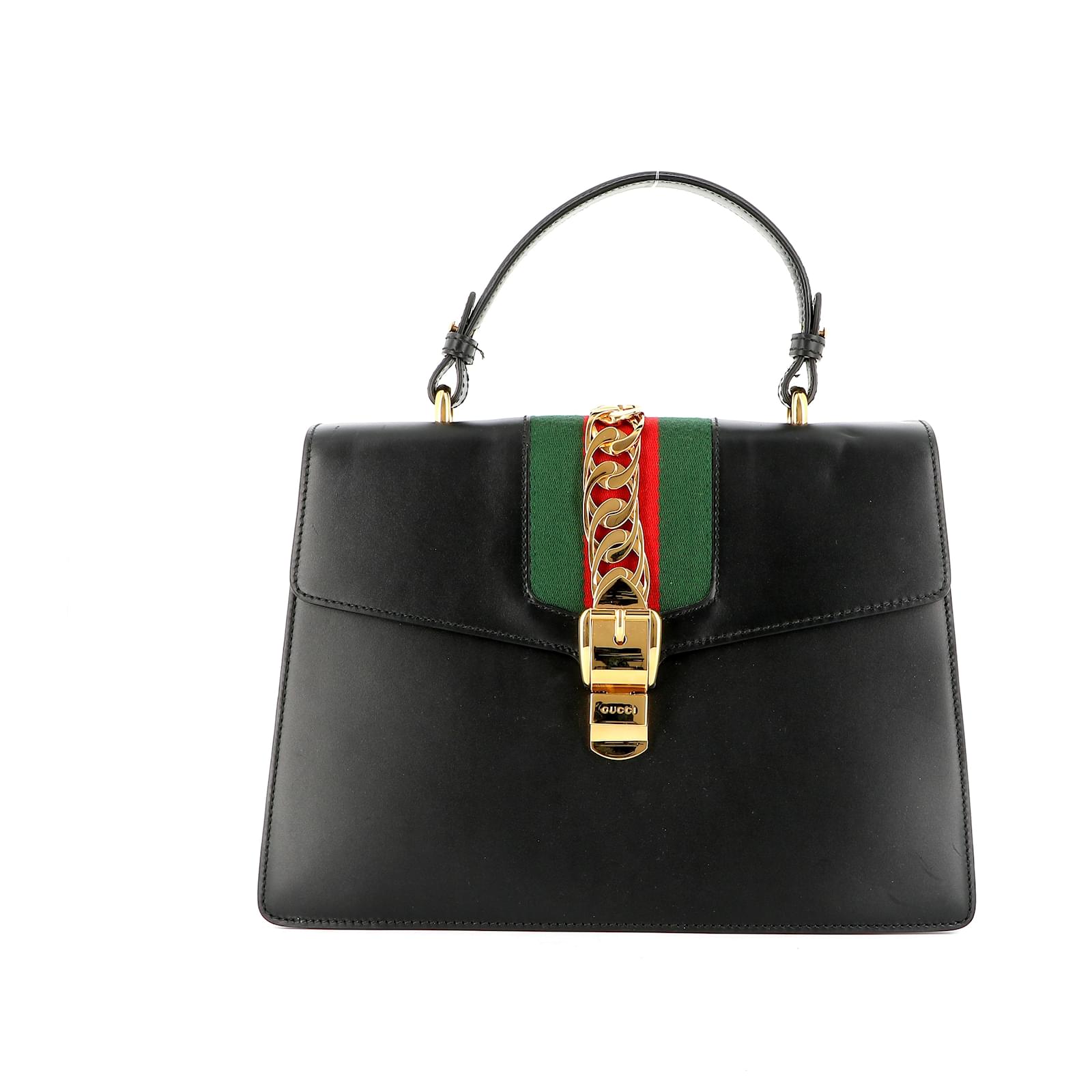 Gucci Sylvie Cuir Noir Ref 566560 Joli Closet