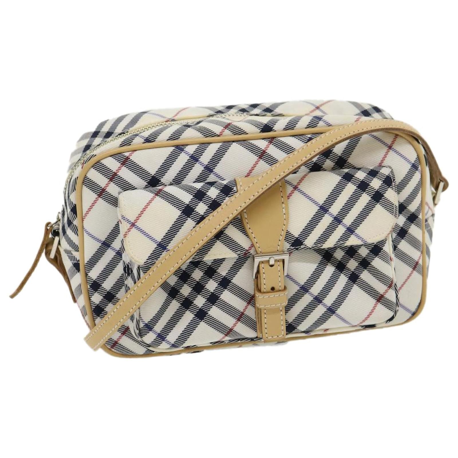 Burberry Nova Check Blue Label Sac Bandouli Re Beige Auth Hk Toile