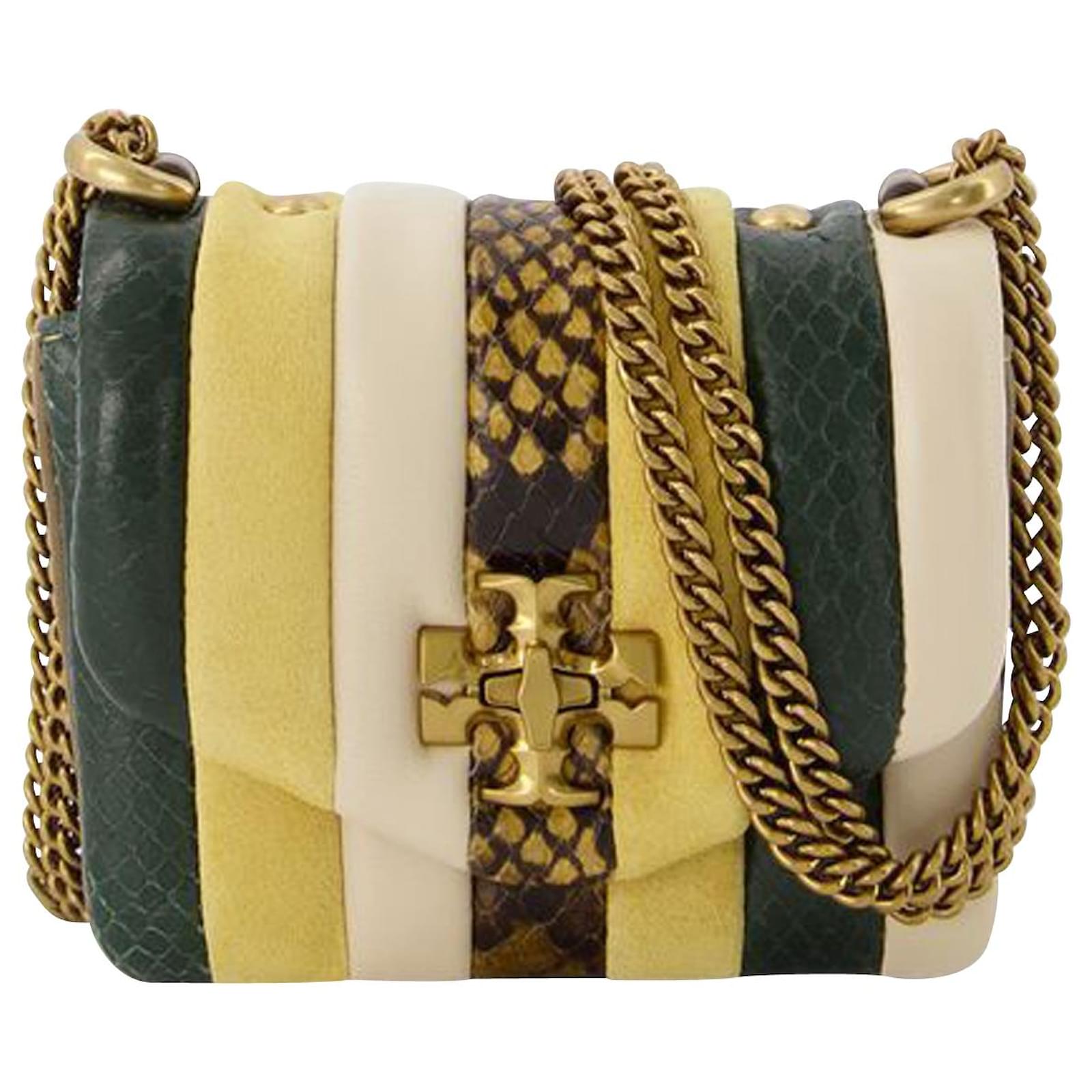 Tory Burch Kira Nano Tasche Mit Exotischen Streifen Gelb Leder Ref