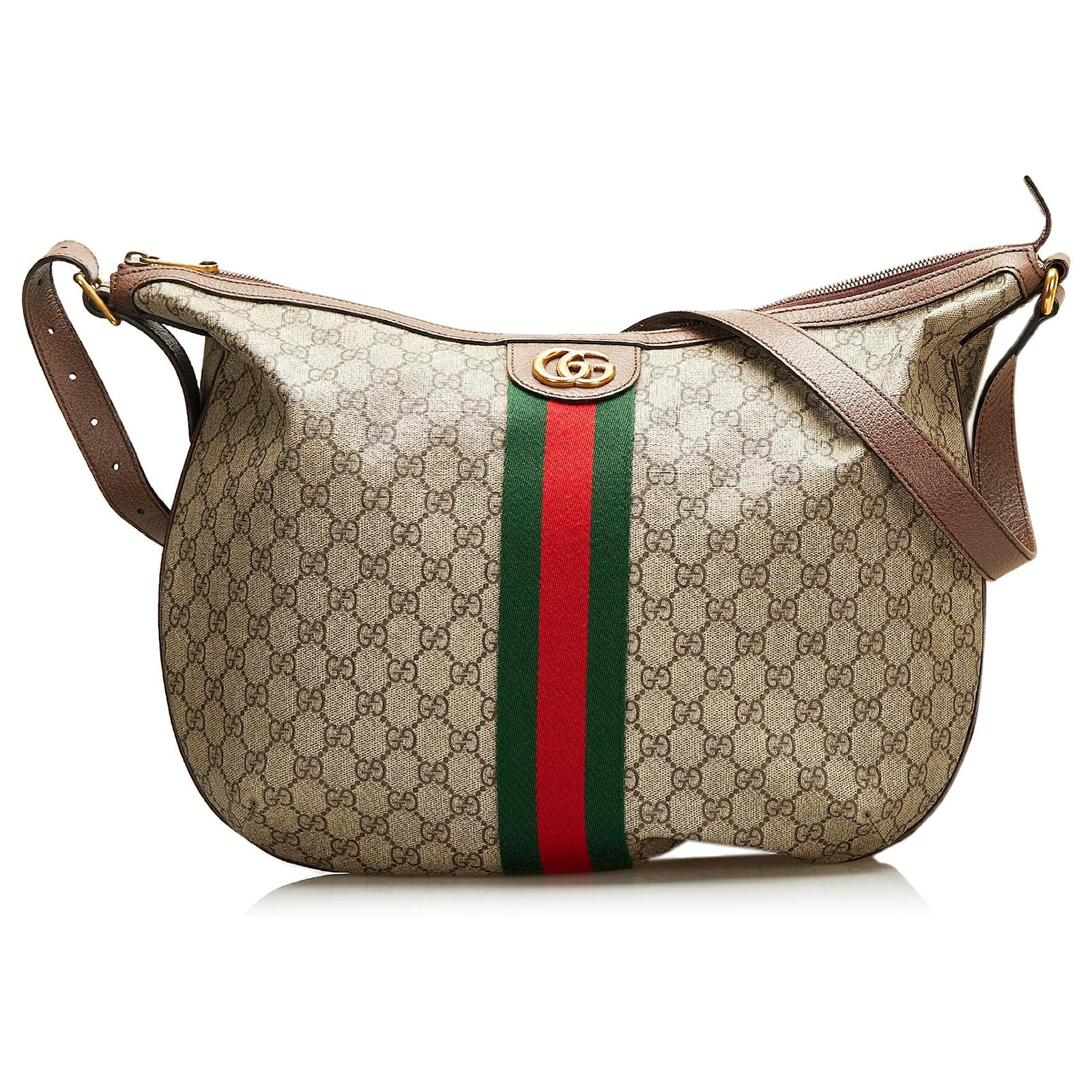 Gucci Brown GG Suprême Ophidia Hobo Toile Tissu Marron ref 680974