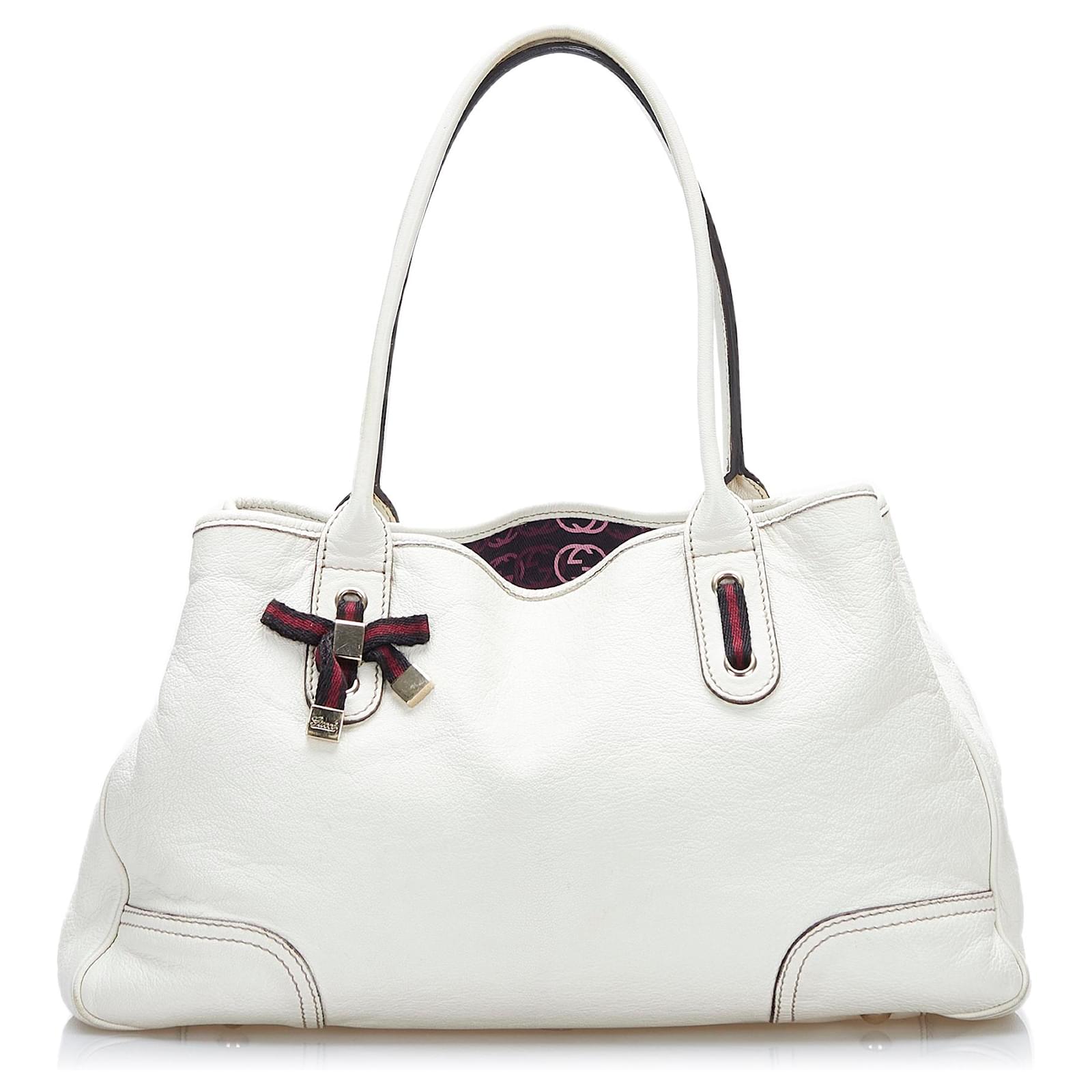 Gucci White Princy Tote Leather Pony Style Calfskin Ref 801967 Joli