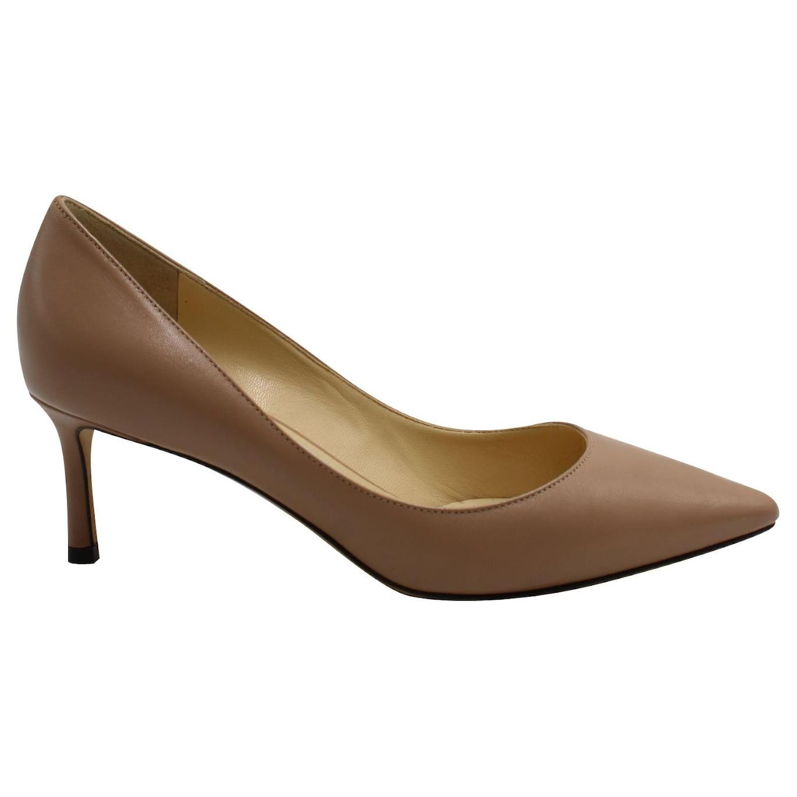 Jimmy Choo Nude Low Heel Pumps Flesh Leather Ref Joli Closet