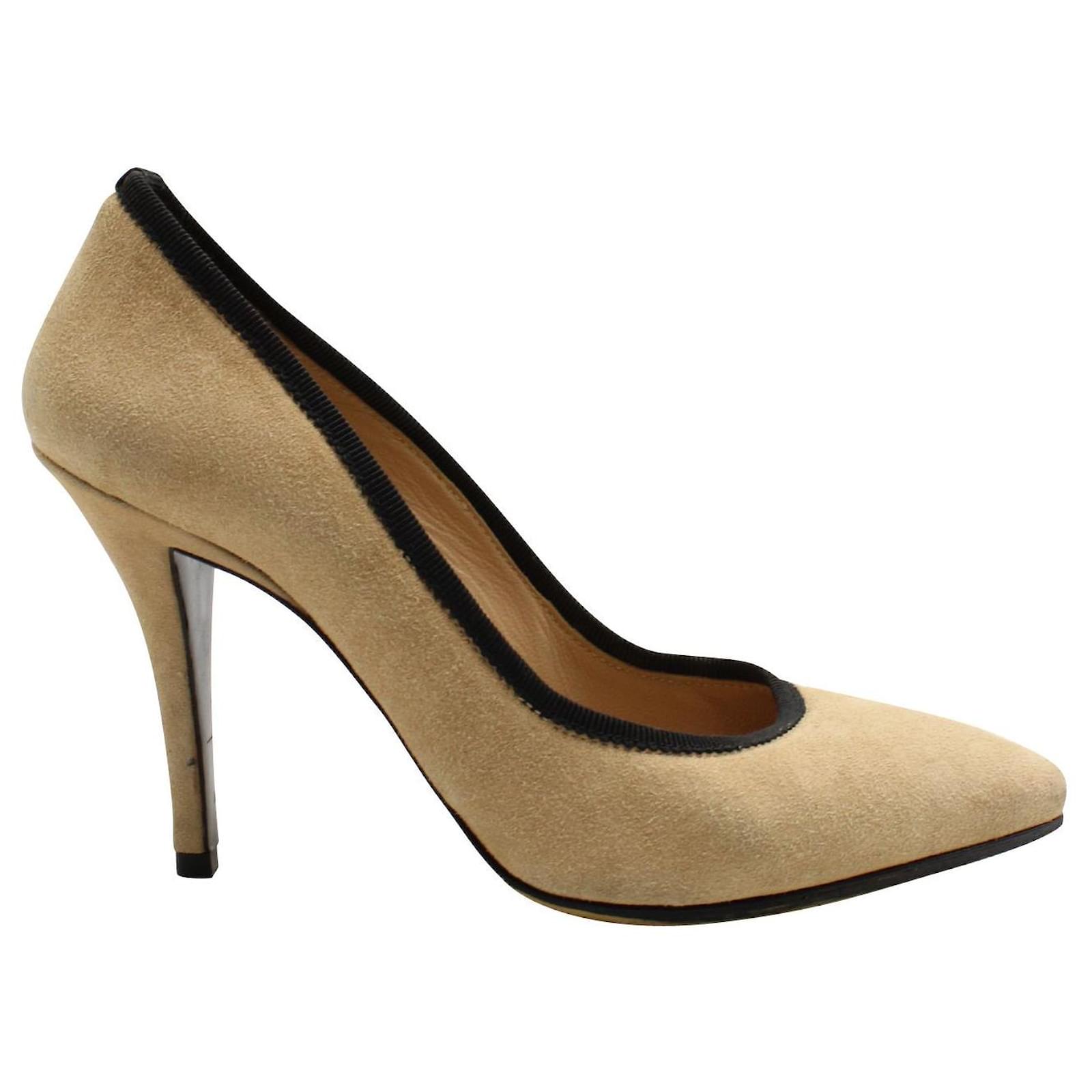 Armani Nude Suede Pumps With Black Trim Flesh Ref Joli Closet