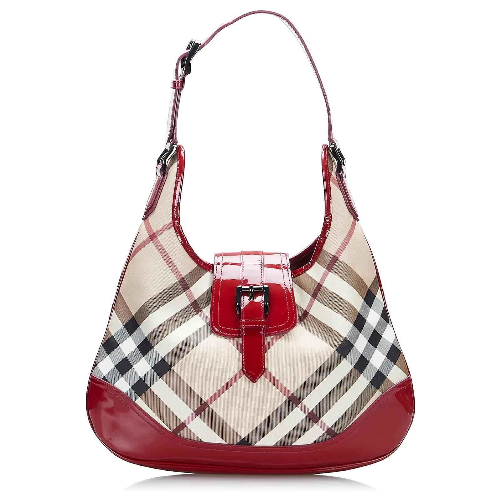 Burberry Sacoche Hobo Brooke Carreaux Fa On Nova Cuir Vernis Tissu