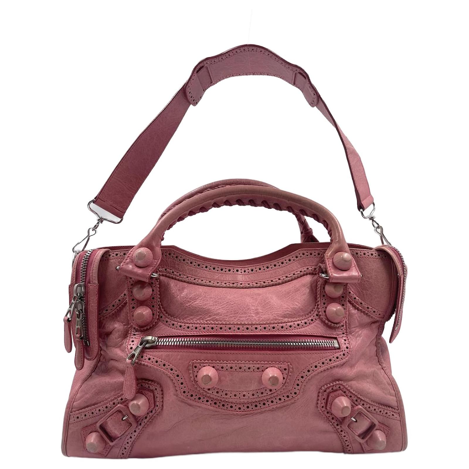 City Balenciaga G Ant De Ville En Peau D Agneau Rose Cuir Ref