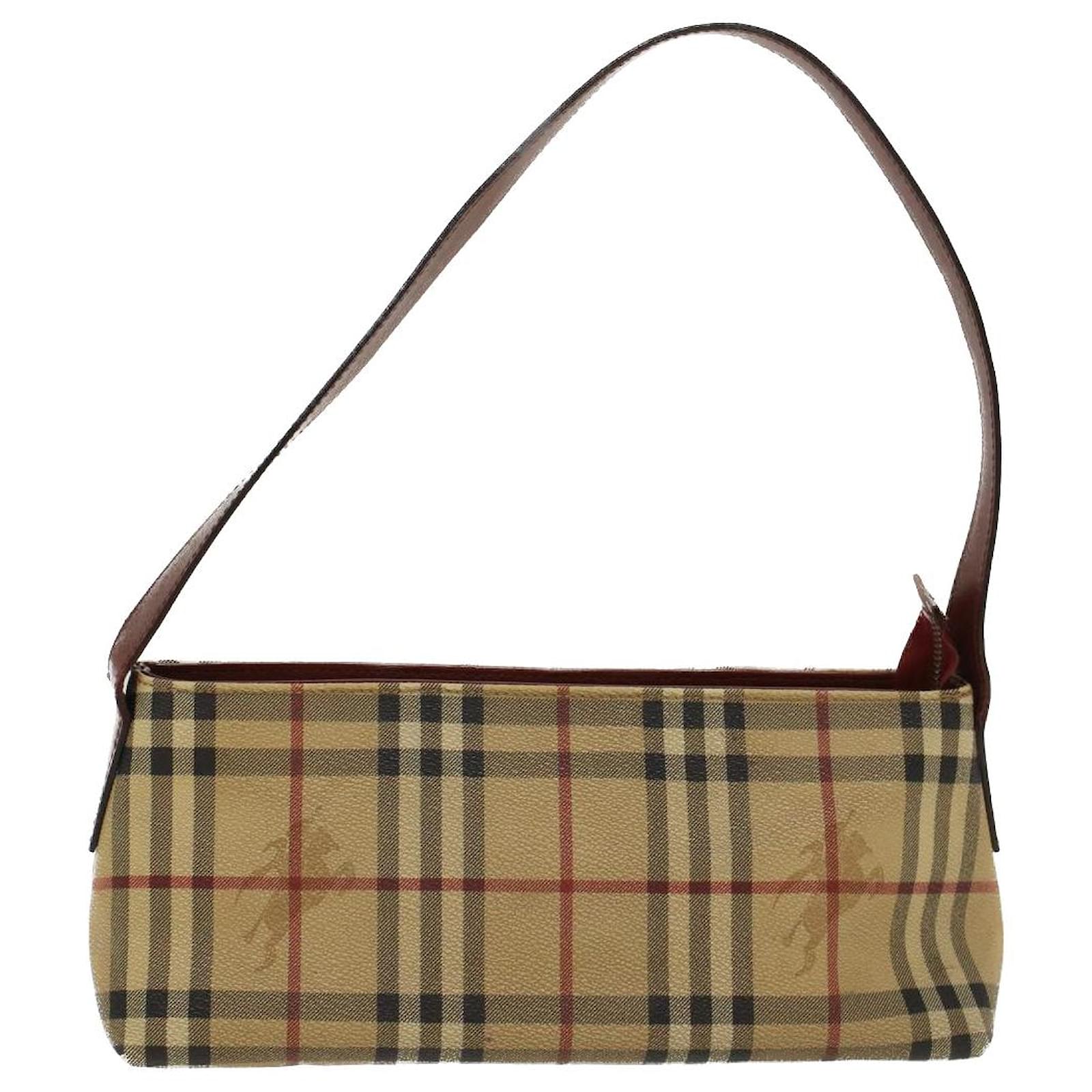 BURBERRY Nova Check Sac à bandoulière en cuir PVC Beige Auth 47645 ref