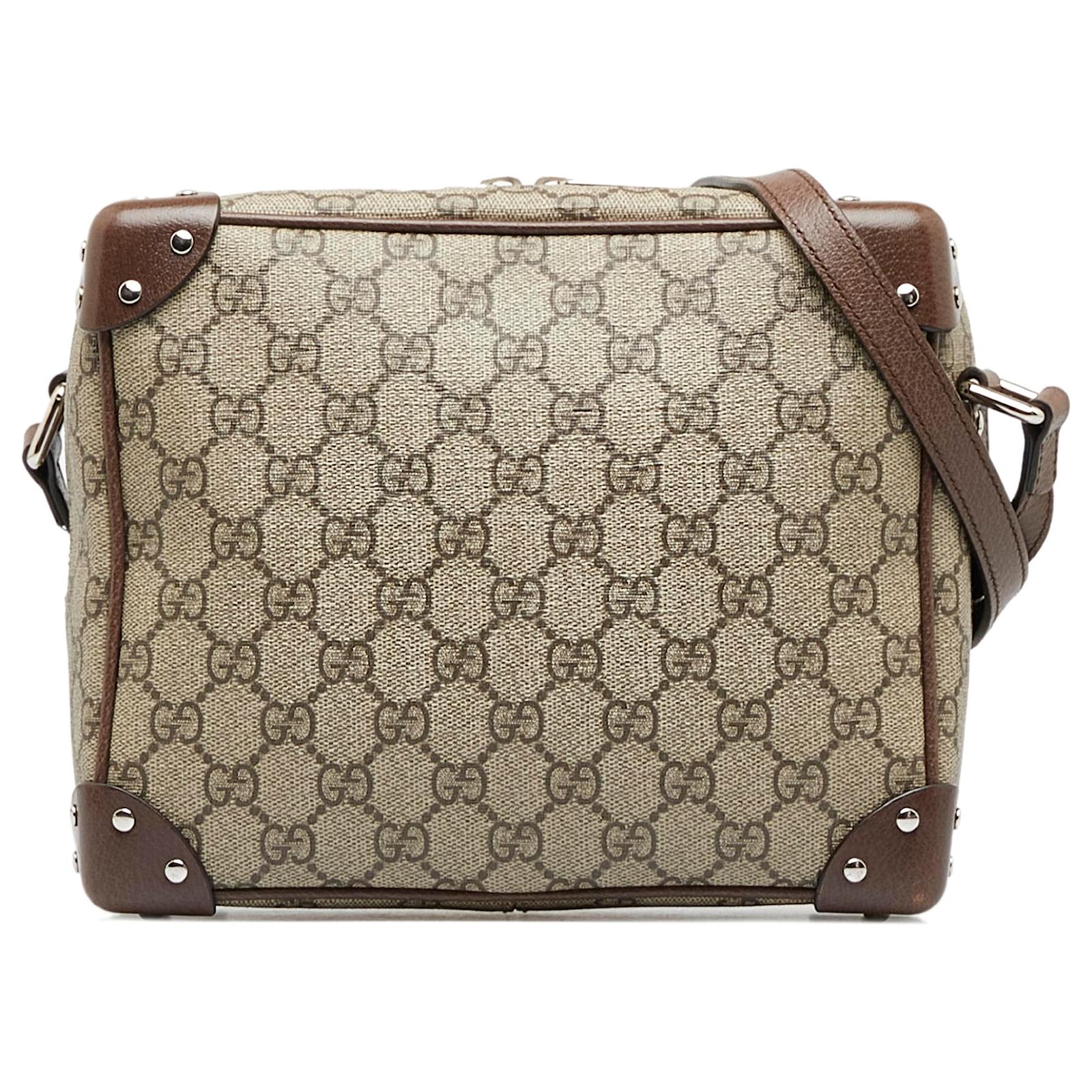 Gucci Marron Gg Supr Me Soft Boxer Toile Tissu Beige Ref Joli