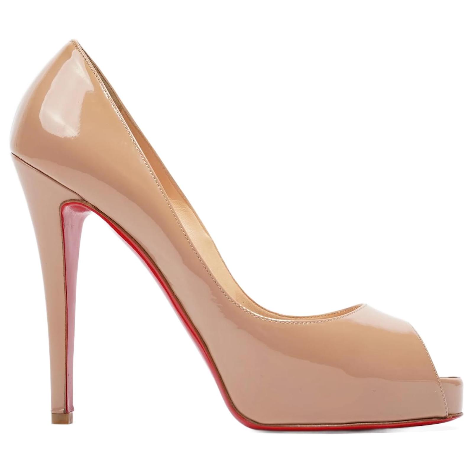 Christian Louboutin Tr S Priv Cuir Verni Nude Ue Uk Beige Ref