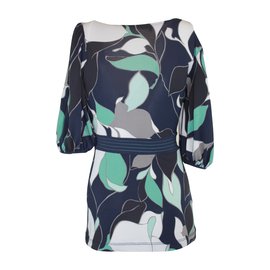 Top floreale Bcbg Max Azria blu verde grigio