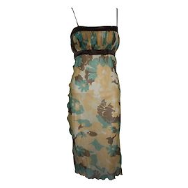 Vestido de seda Paul & Joe con estampado floral marrón verde amarillo