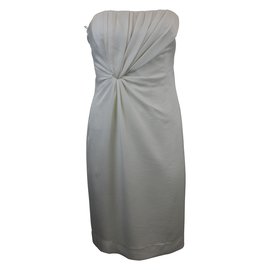 Forum schulterfreies Kleid weiß drapiert