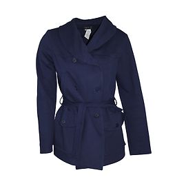 Agnès b. Blaue Baumwolljacke mit Gürtel