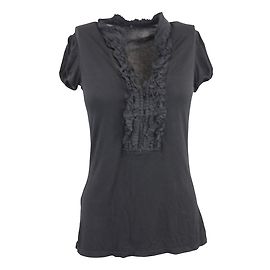 Bcbg Max Azria Top mit Rüschenkragen Schwarz